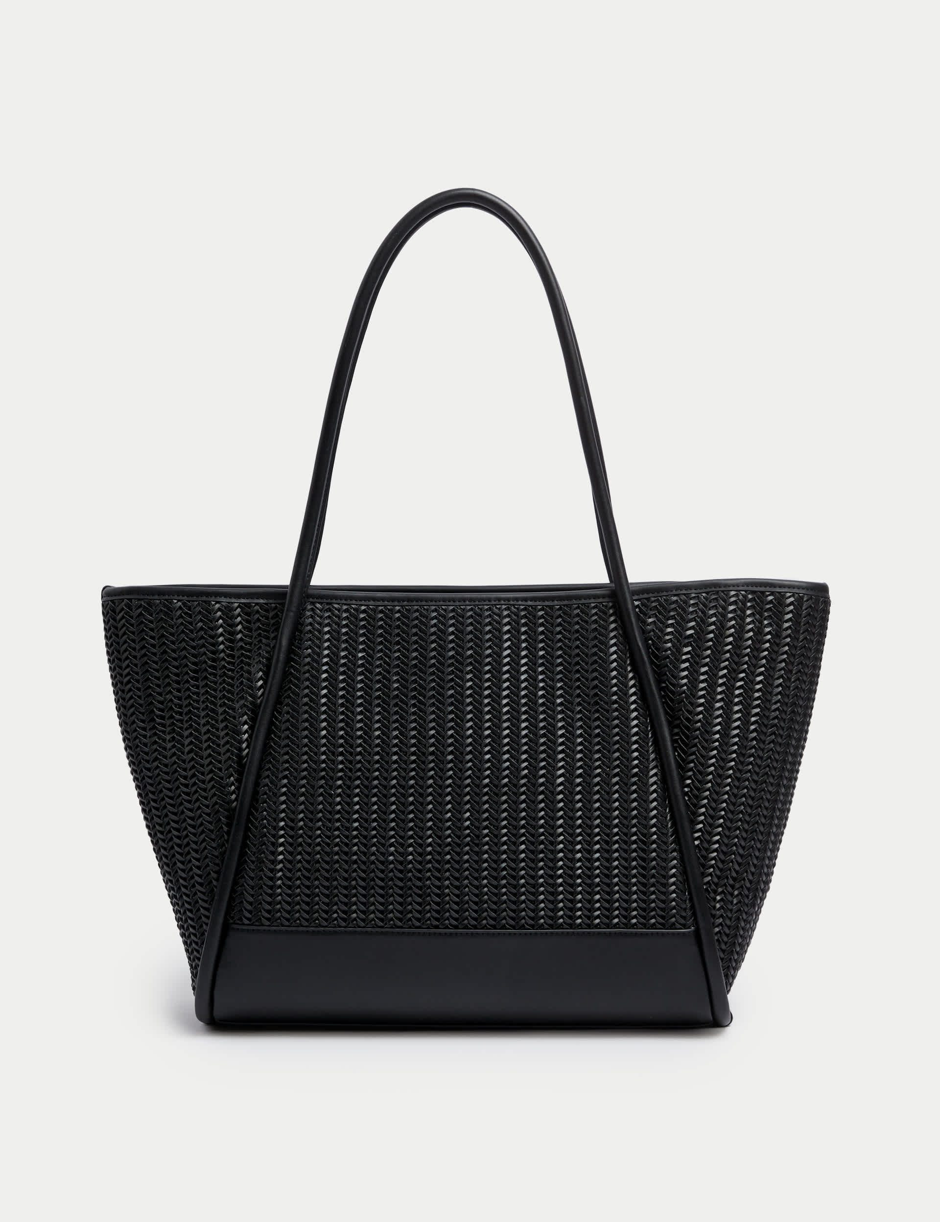 M&S Women's Faux Leather Woven Structured Tote Bag