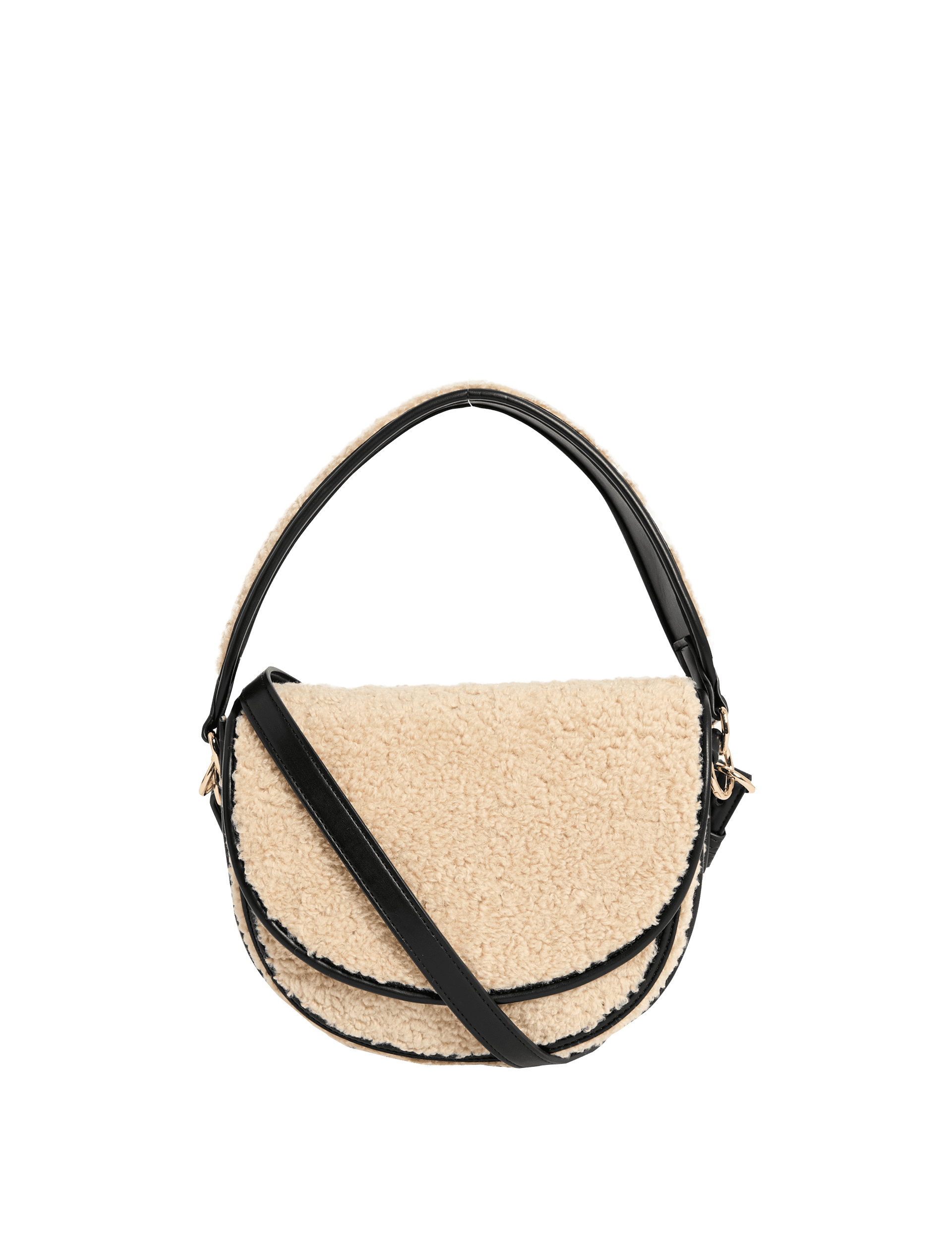 M&S Collection Women's Borg Saddle Bag - Cream Mix, Cream Mix