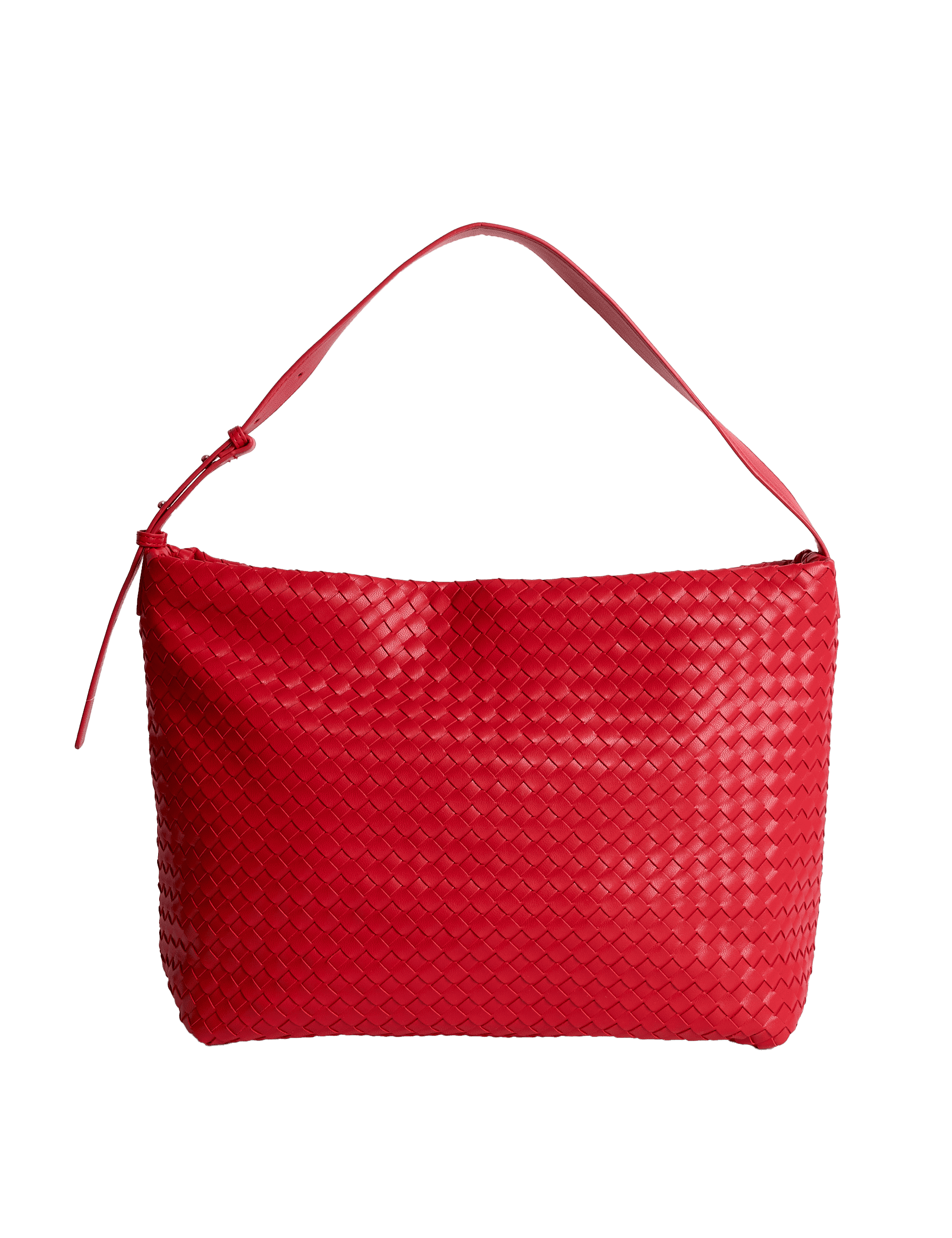 M&S Collection Women's Faux Leather Woven Shoulder Strap - Bright Red, Camel,Black,Bright Red