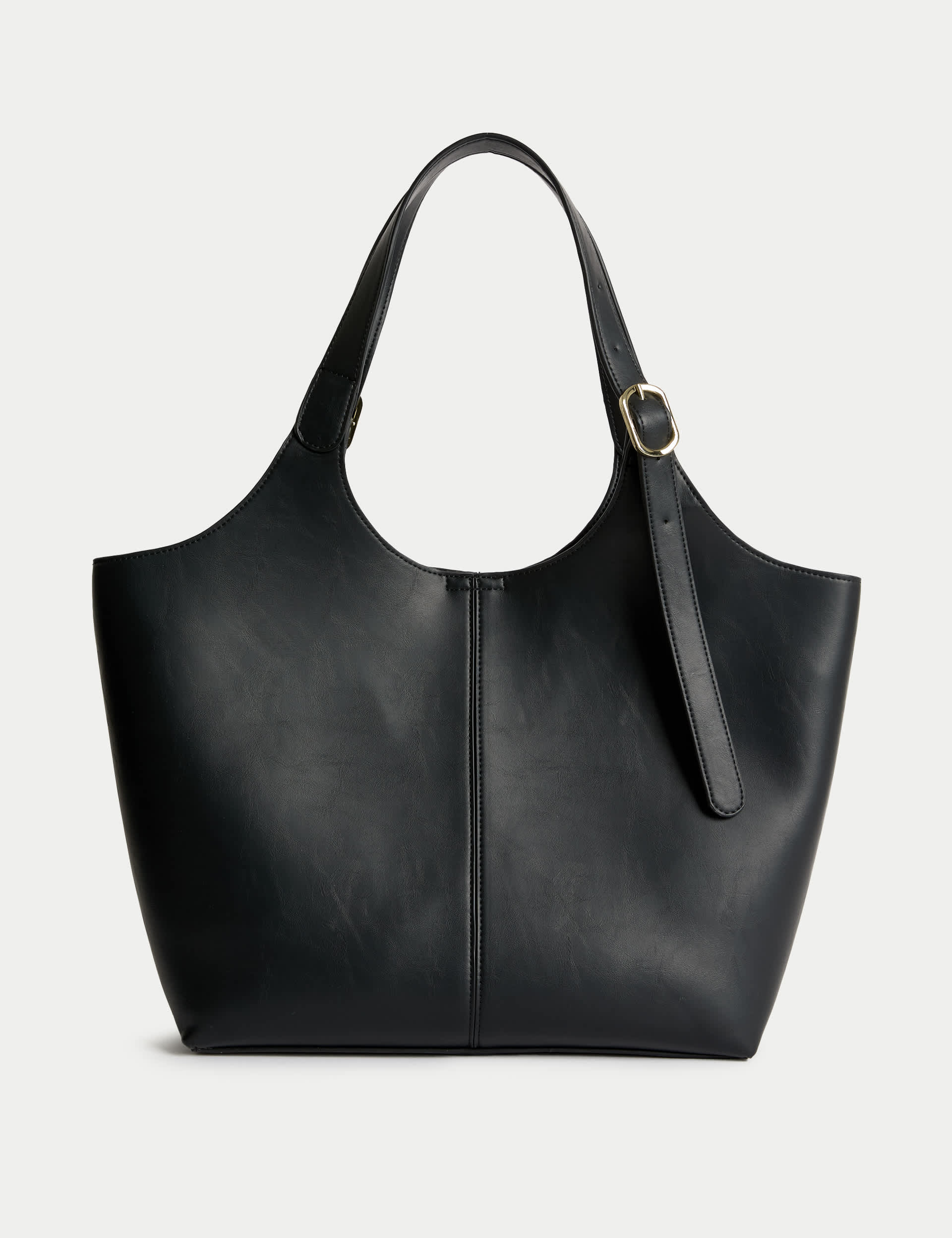 M&S Collection Women's Faux Leather Shoulder Tote Bag - Black, Black