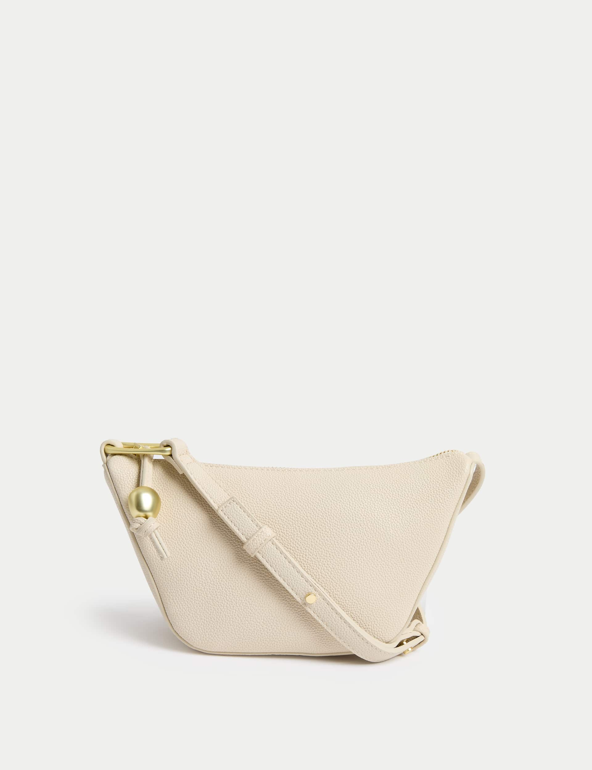 M&S Collection Women's Faux Leather Mini Cross Body Bag - Cream, Black,Olive,Cream,Lavender