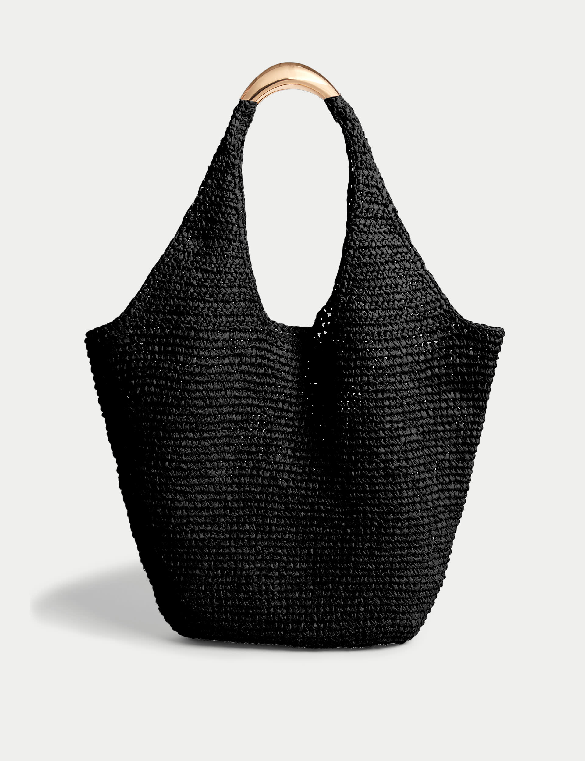 M&S Collection Women's Straw Tote Bag - Black, Black,Natural