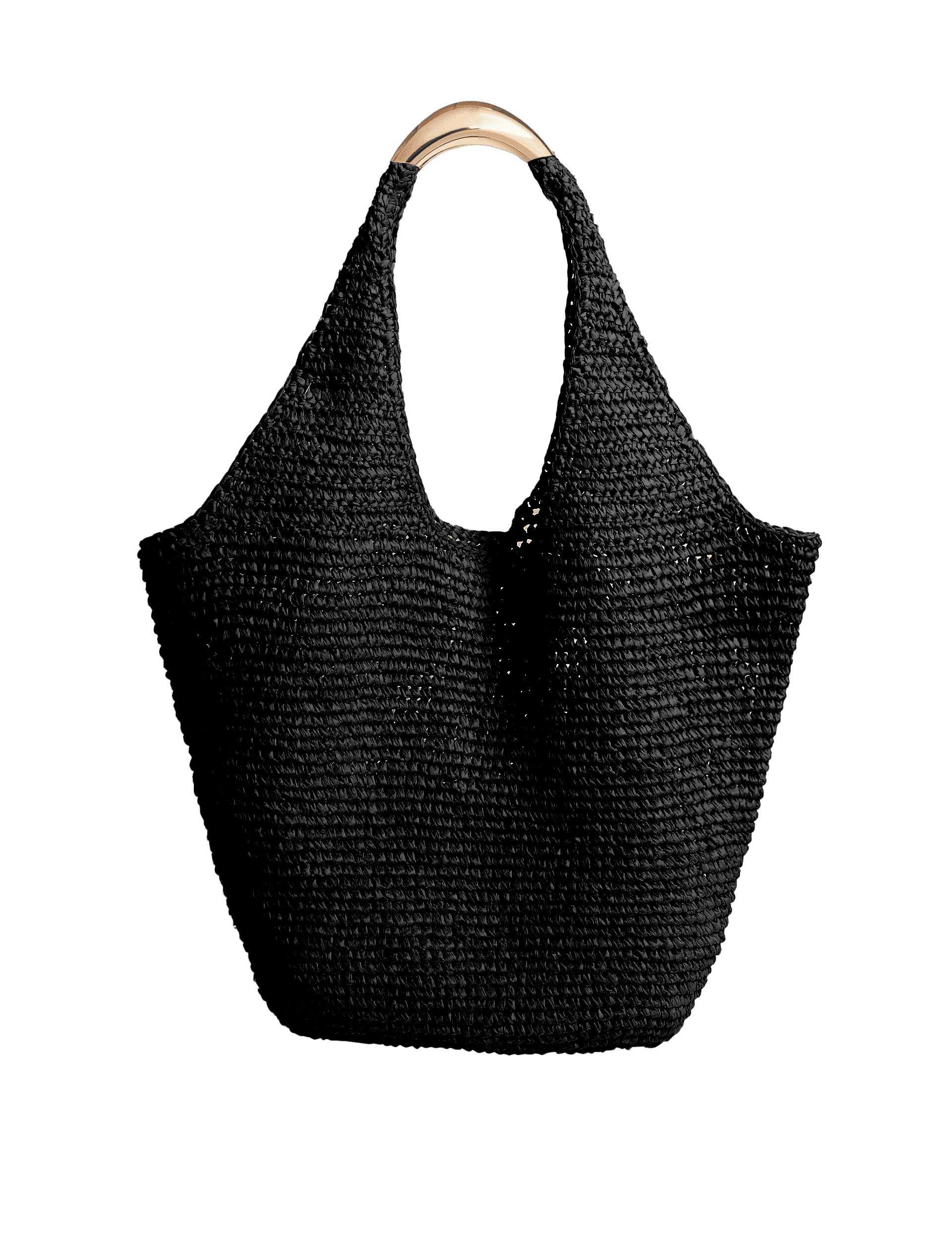 M&S Collection Women's Straw Tote Bag - Black, Black,Natural