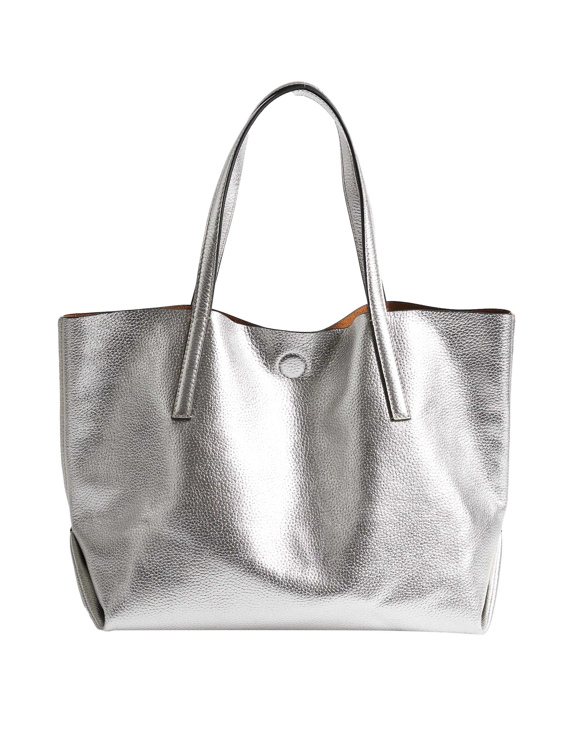 M&S Collection Women's Leather Tote Bag - Silver, Black,Silver