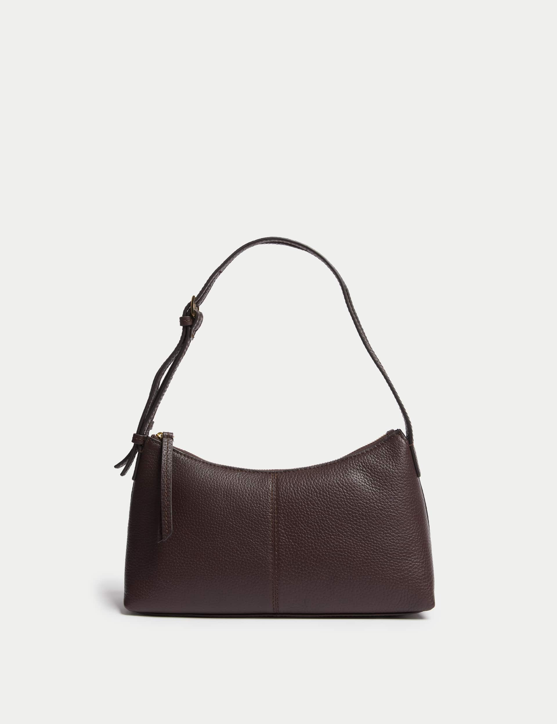 M&S Women's Leather Underarm Shoulder Bag - Burgundy, Burgundy,Black