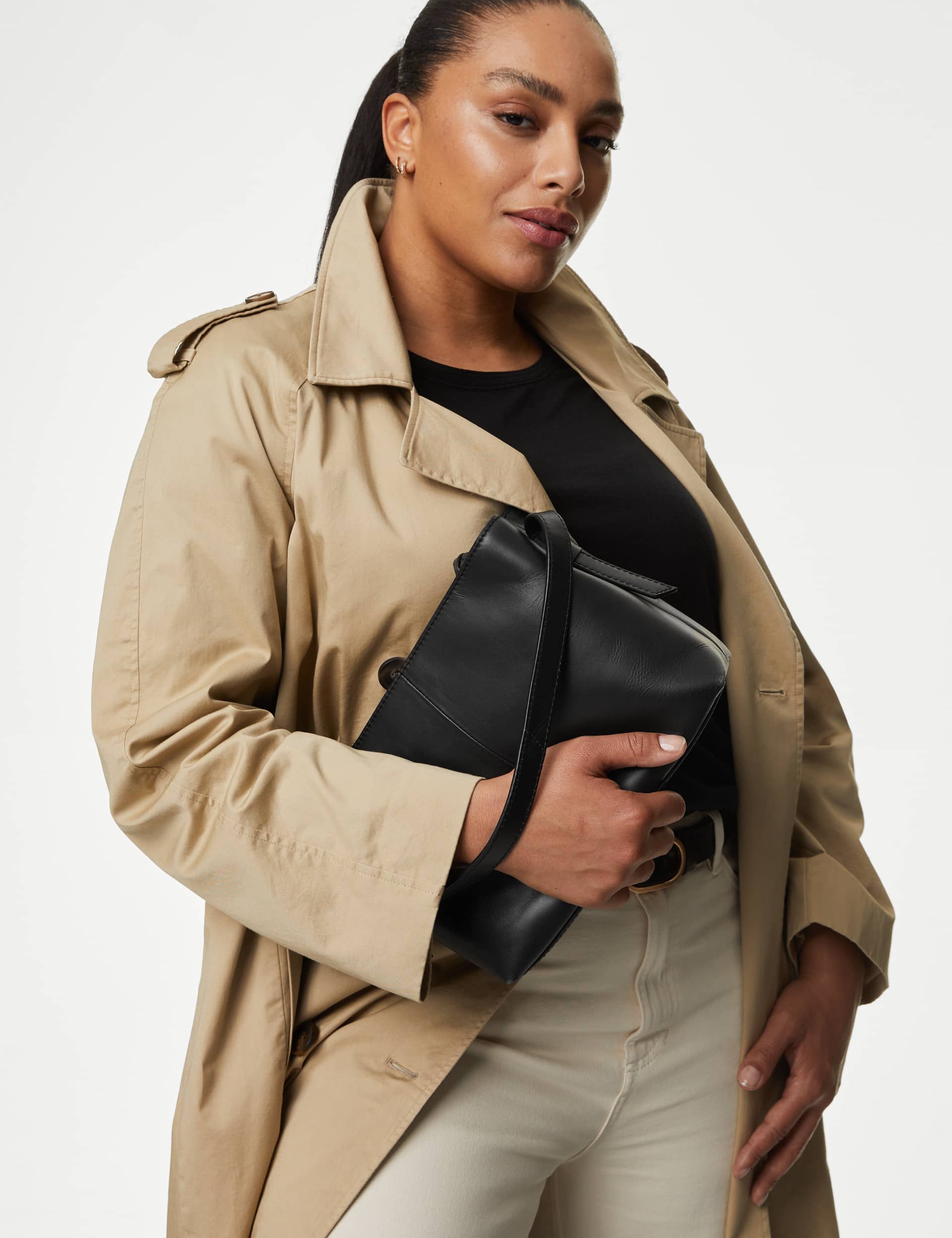 M&S Women's Leather Top Handle Shoulder Bag