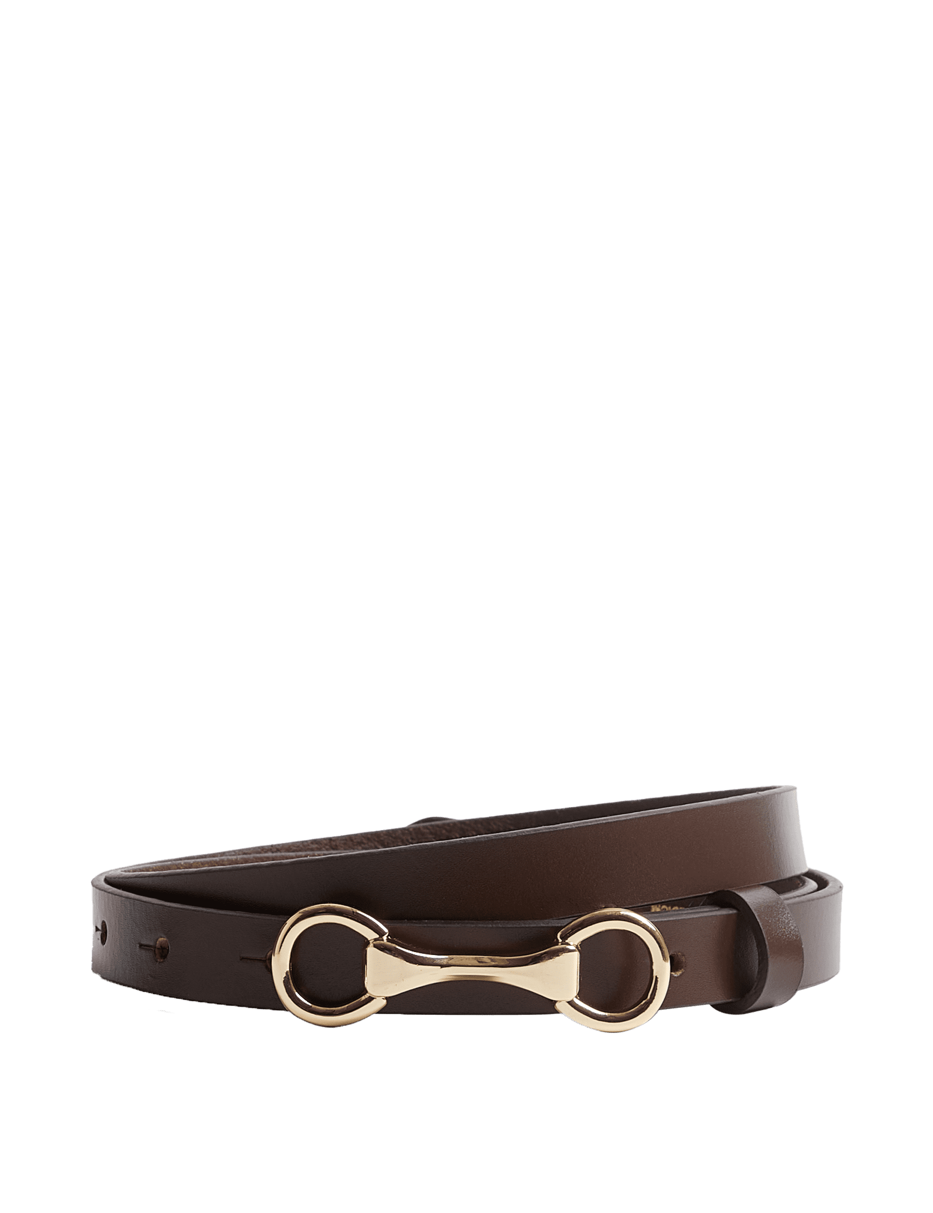 M&S Collection Women's Leather Snaffle Waist Belt - XS - Chocolate, Black,Chocolate