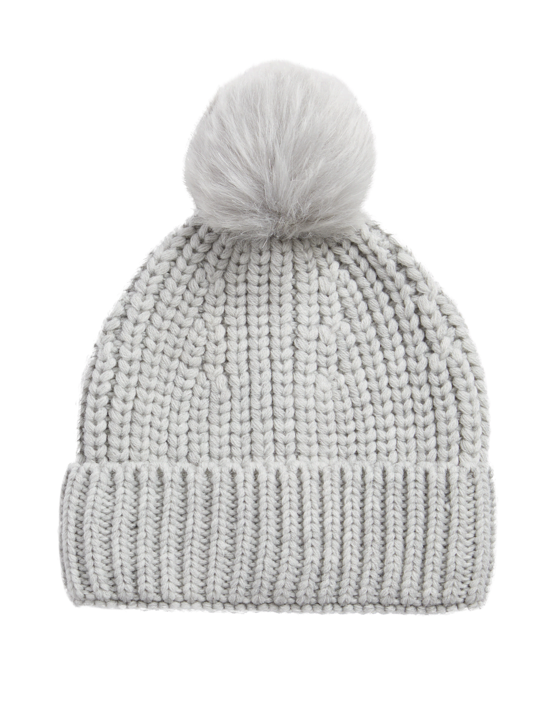 M&S Collection Women's Pom Pom Beanie - Grey Mix, Grey Mix,Navy