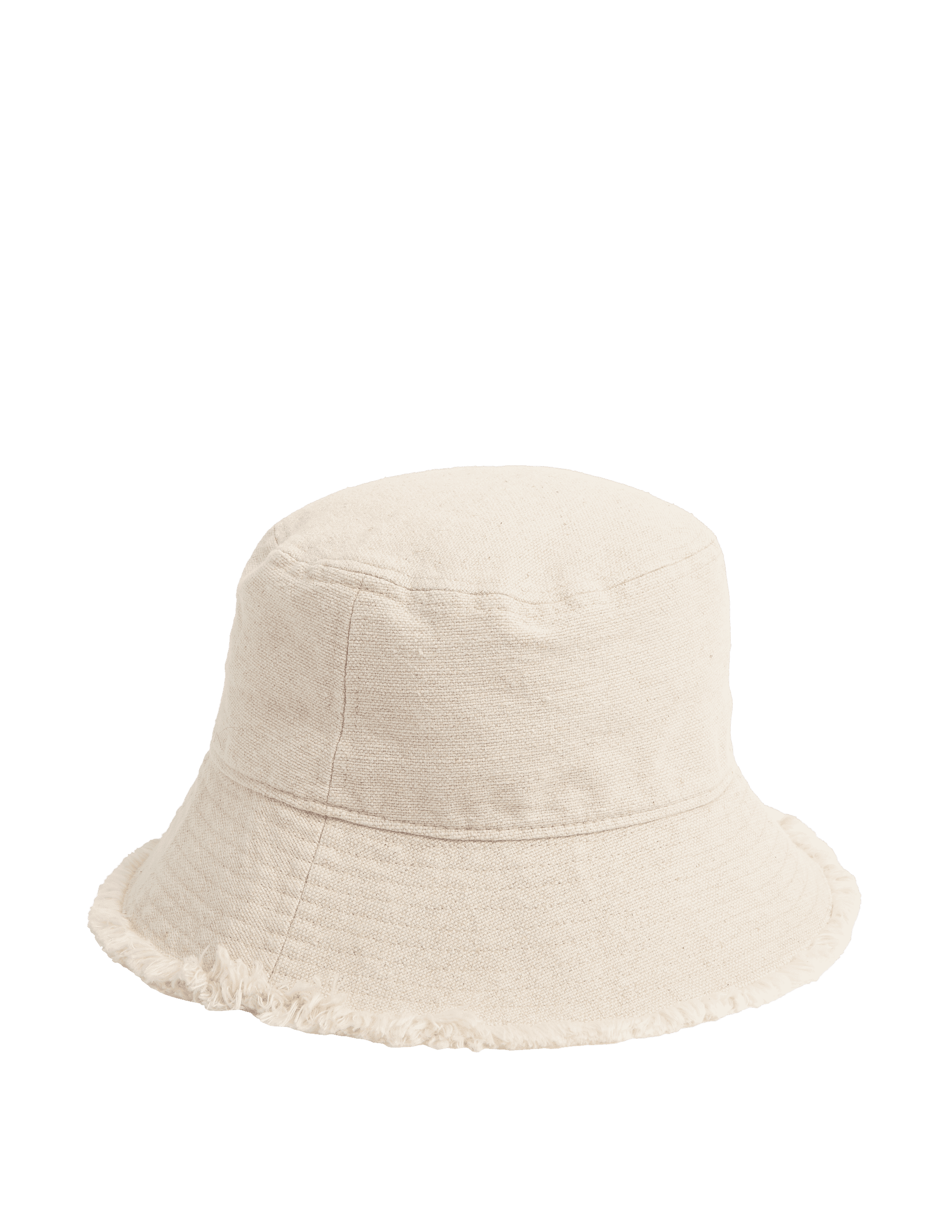 M&S Collection Women's Cotton Rich Frayed Edge Bucket Hat - S-M - Cream, Cream