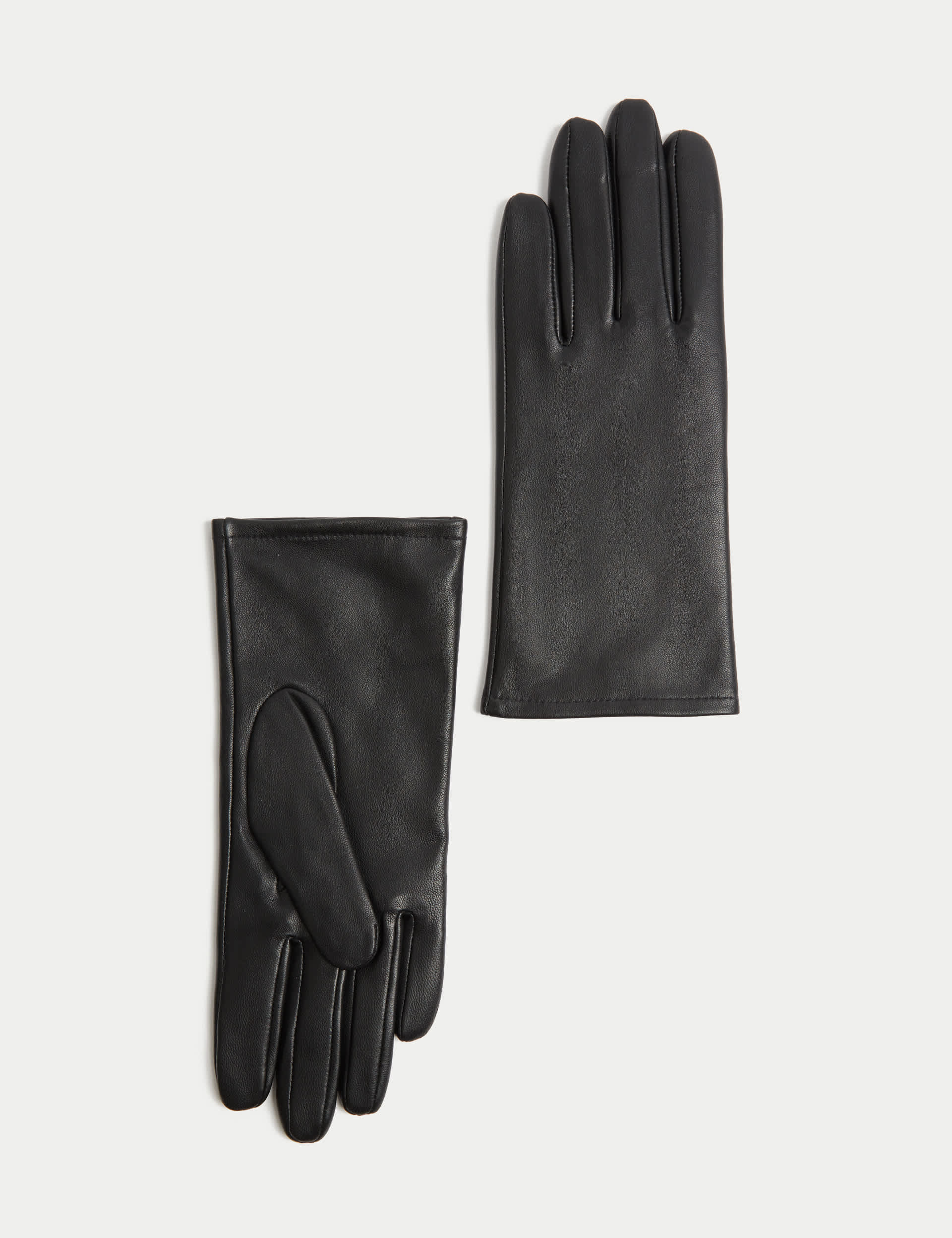 M&S Women's Leather Warm Lined Gloves - Black, Black