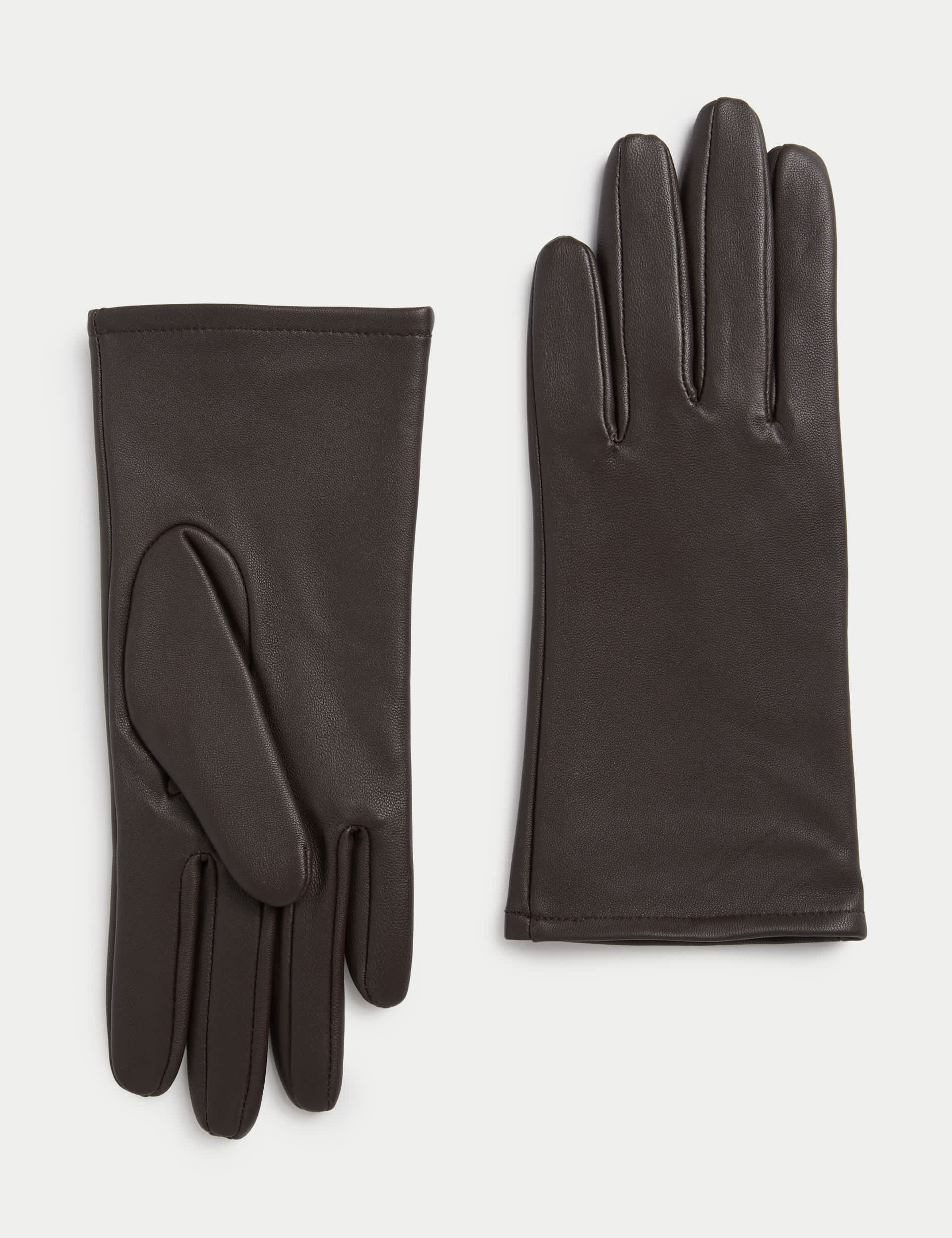 M&S Women's Leather Warm Lined Gloves - Chocolate, Navy,Chocolate