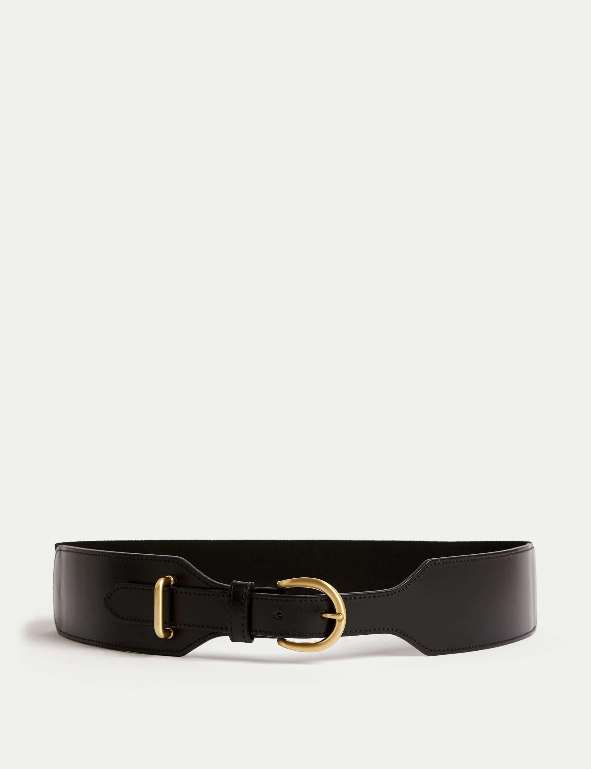 M&S Women's Leather Elastic Waist Belt - M - Black, Black