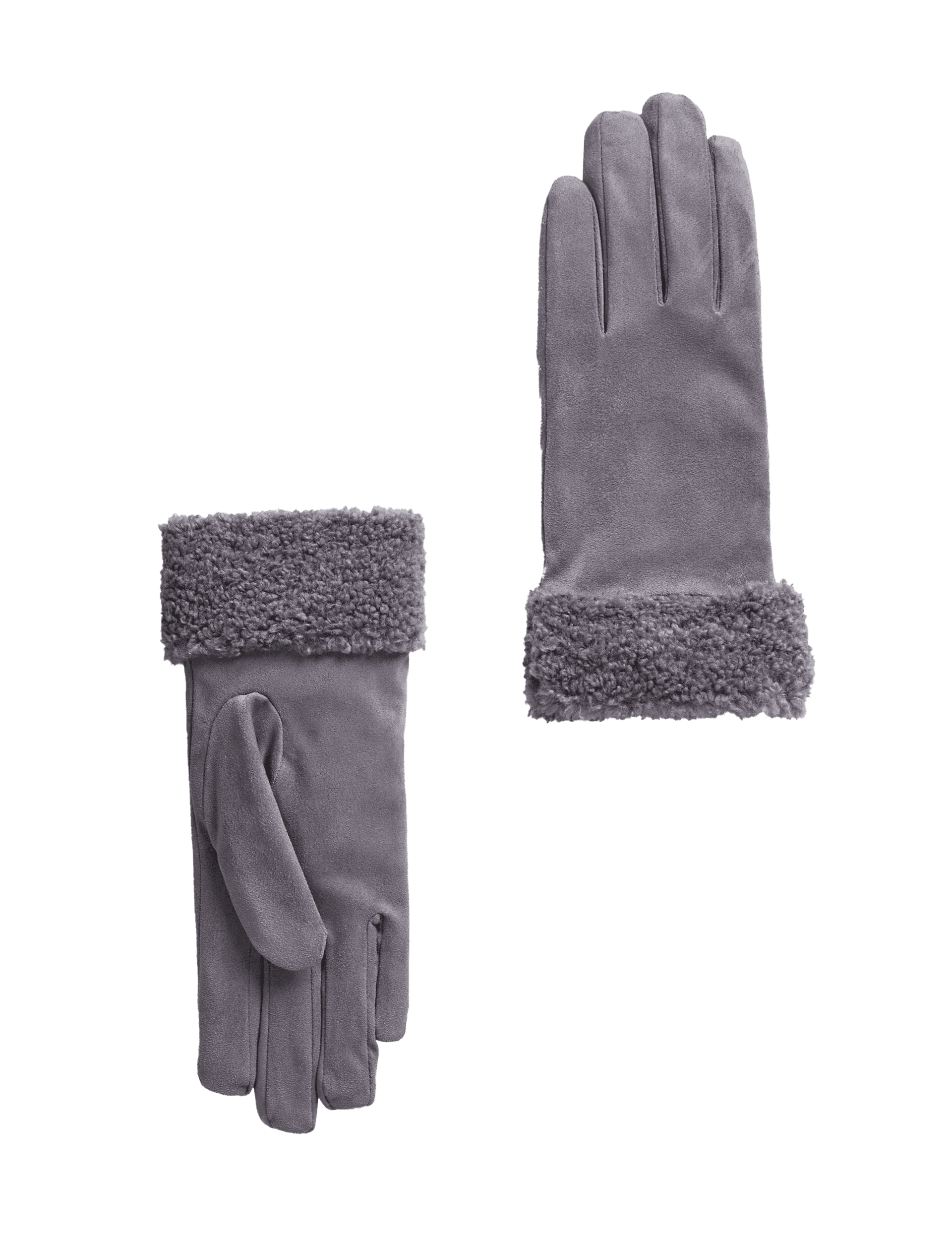 M&S Collection Women's Faux Sheepskin Cuffed Gloves - Grey, Grey