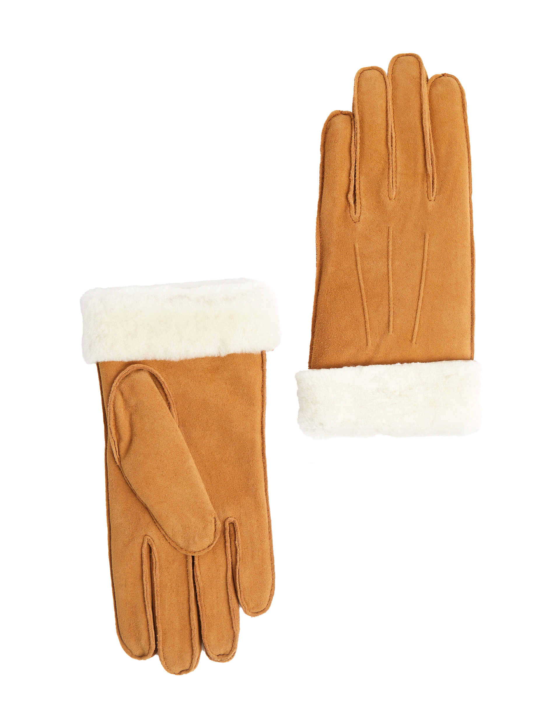 M&S Collection Women's Leather Sheepskin Cuff Gloves - Natural, Natural