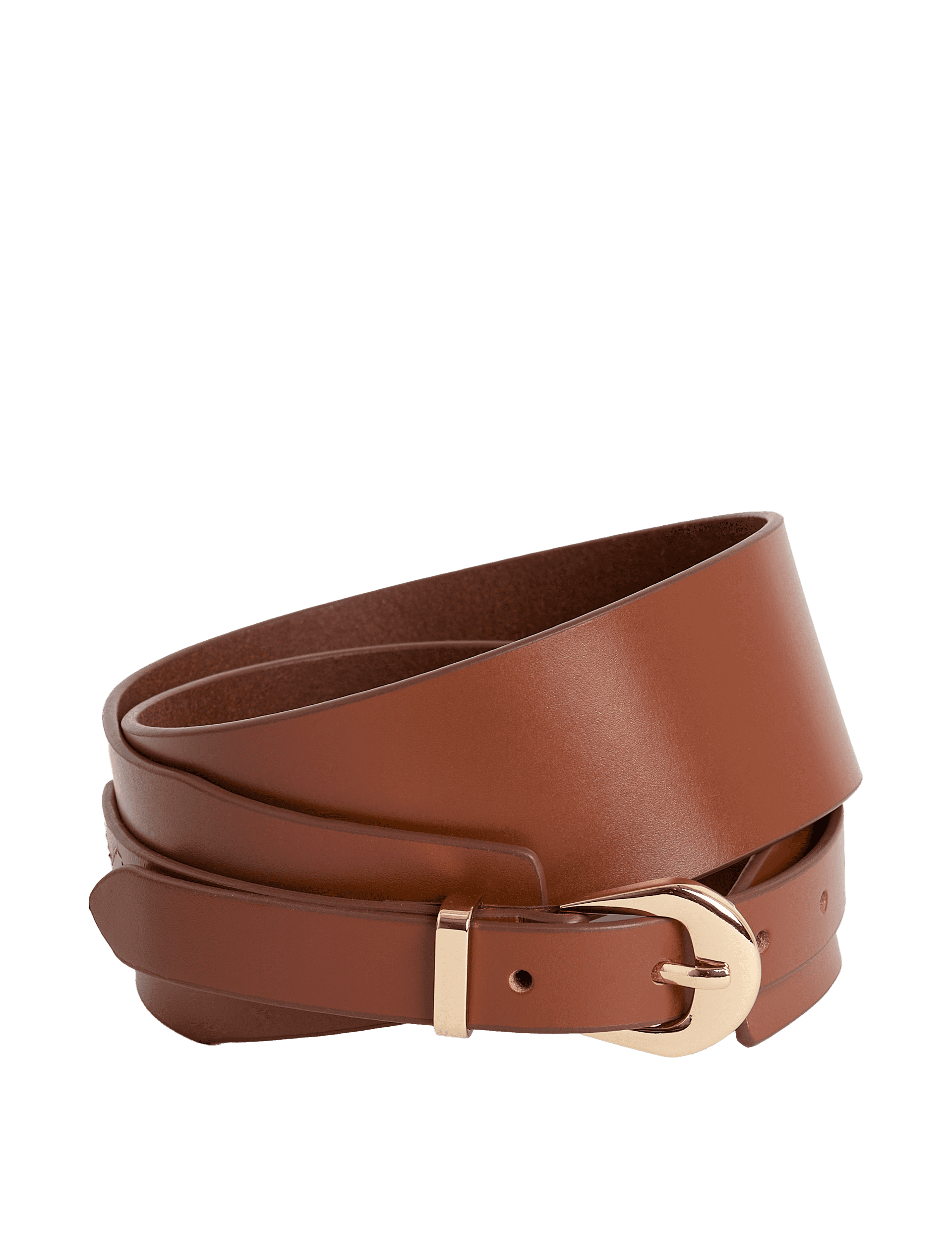 M&S Collection Women's Leather Wide Waist Belt - M - Tan, Tan