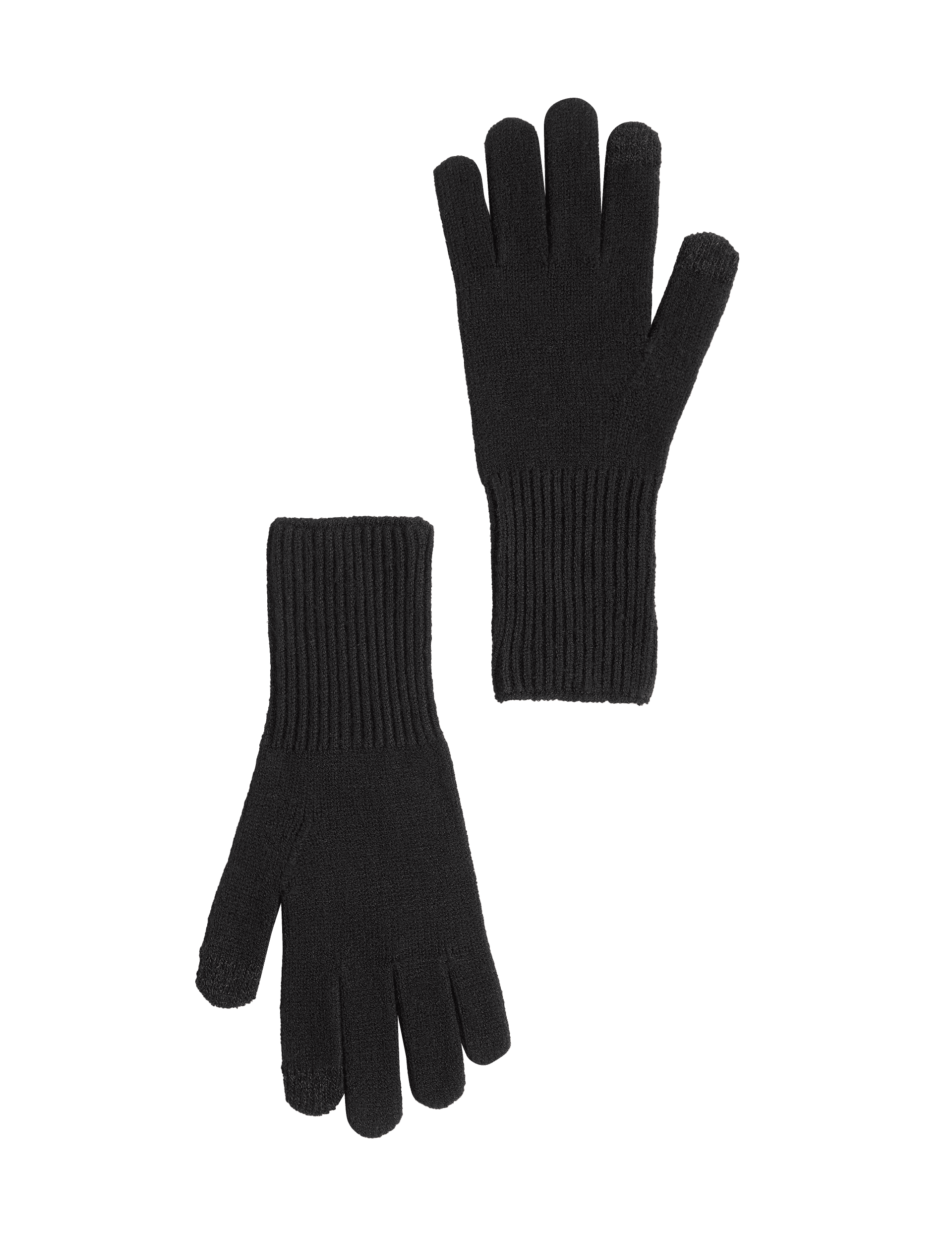 M&S Collection Women's Knitted Touchscreen Gloves - Black, Navy,Grey Mix,Black