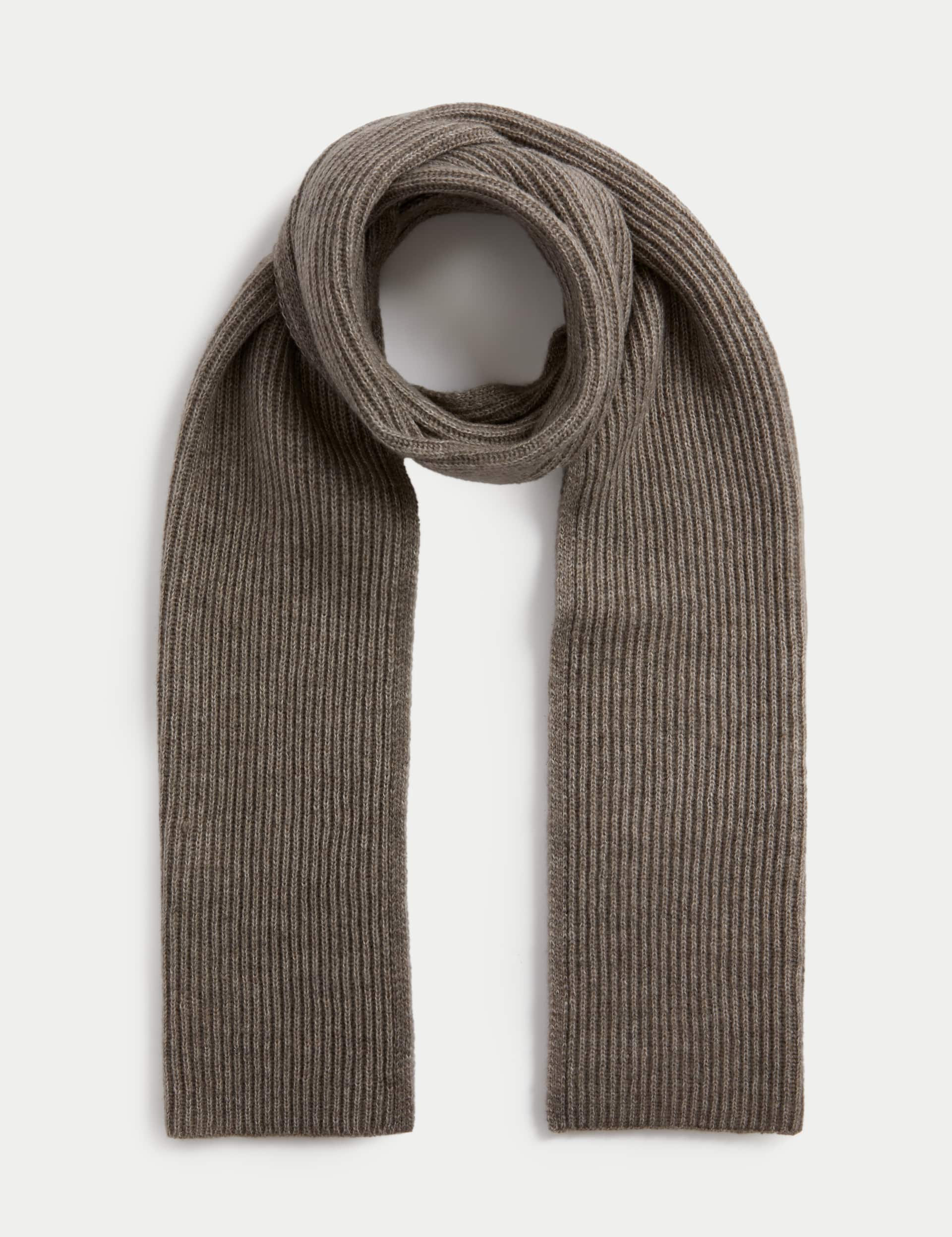 M&S Collection Women's Knitted Scarf - Taupe, Black,Taupe,Grey,Pink