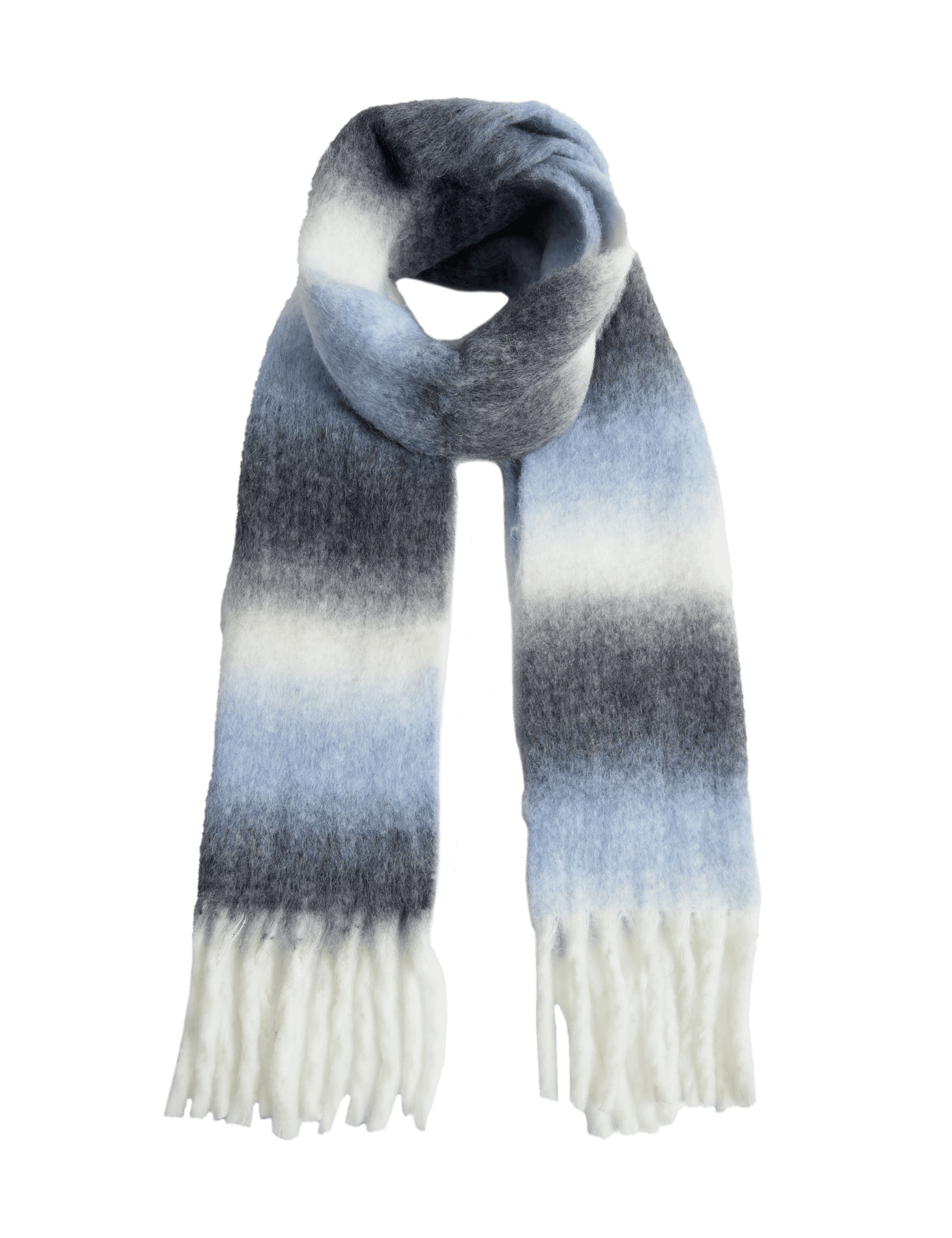 M&S Collection Women's Striped Scarf with wool - Navy Mix, Navy Mix