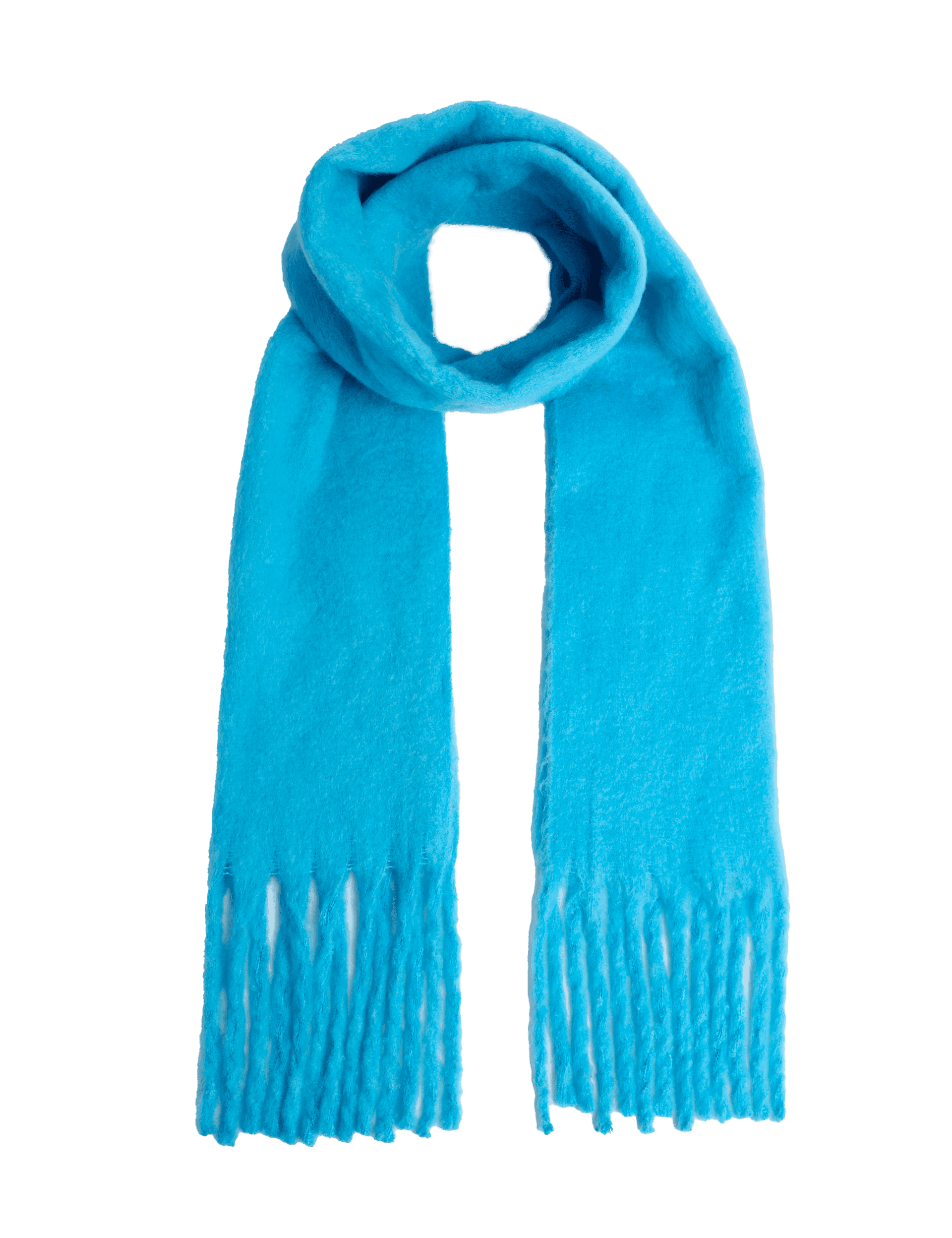 M&S Collection Women's Brushed Colour Block Tassel Scarf - Turquoise, Turquoise