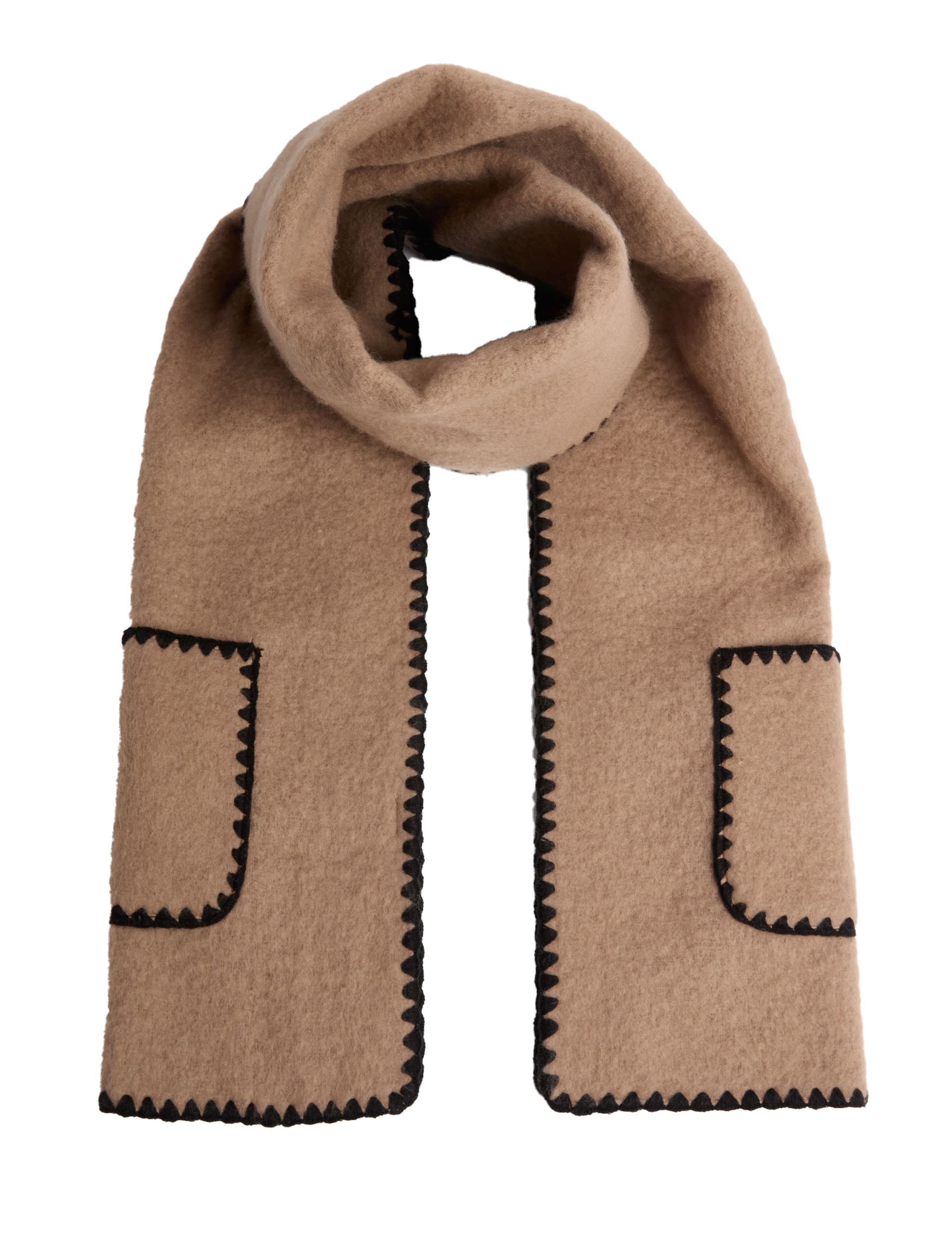 M&S Collection Women's Whipstitch Scarf - Camel Mix, White Mix,Camel Mix