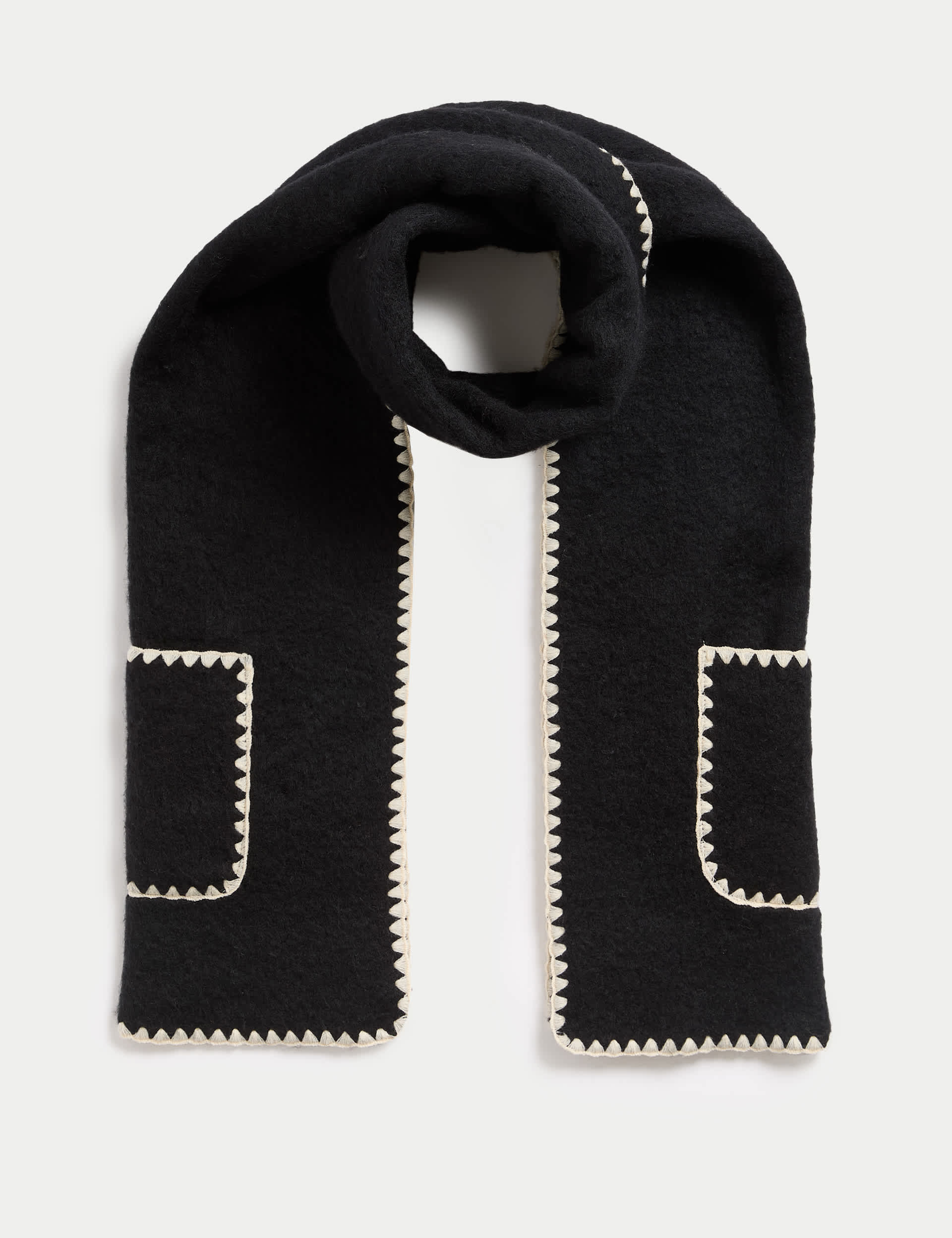 M&S Collection Women's Whipstitch Scarf - Black Mix, Black Mix