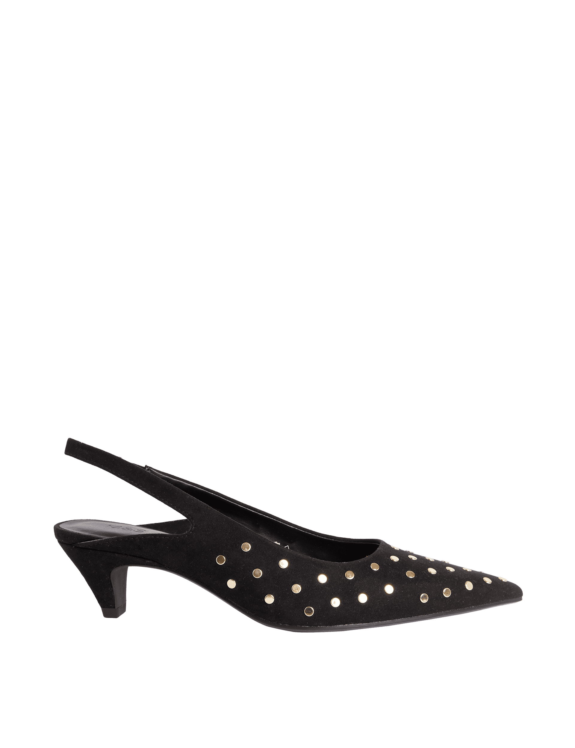 M&S Collection Women's Studded Kitten Heel Pointed Slingback Shoes - 6 - Black, Black