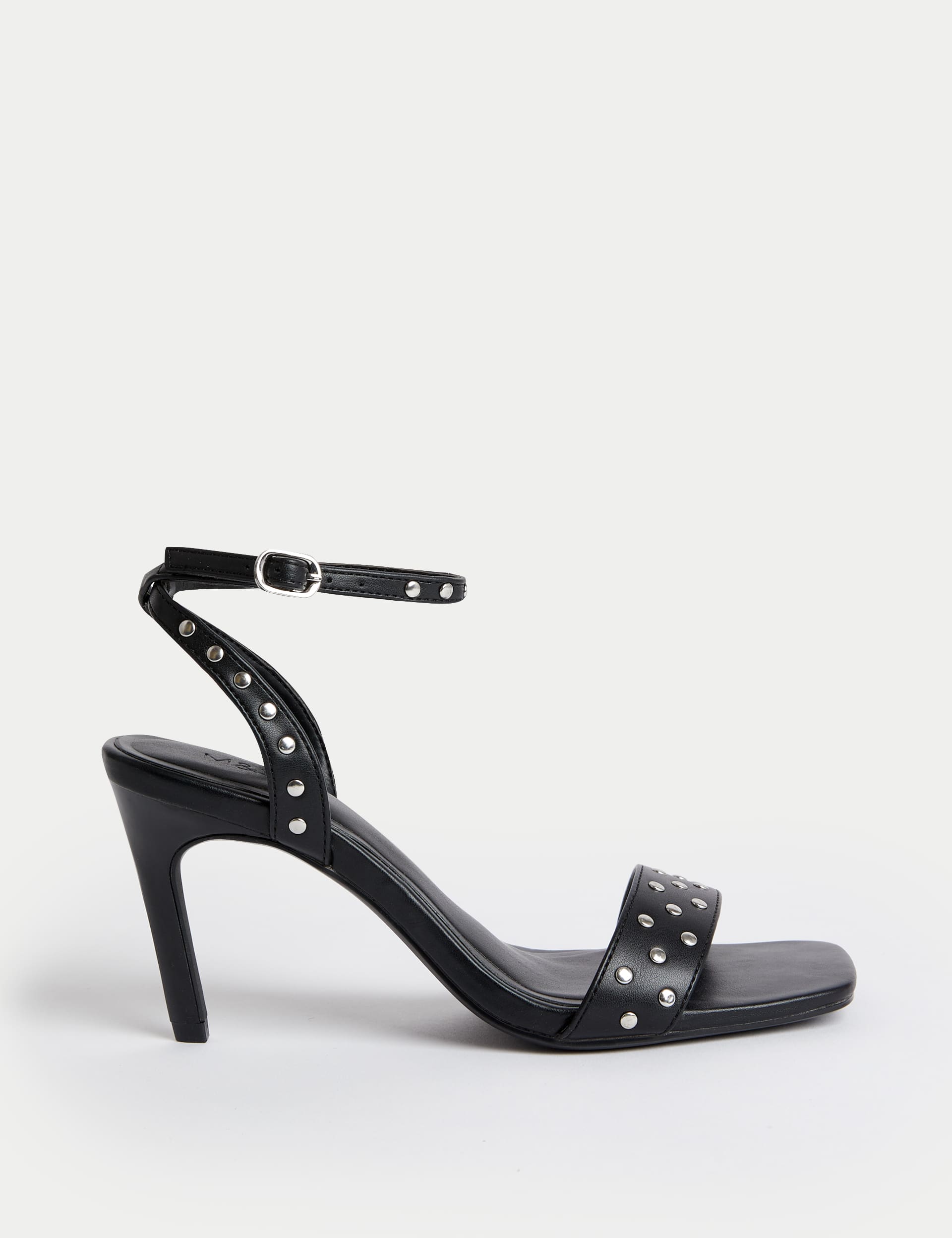 M&S Collection Women's Studded Ankle Strap Stiletto Heel Sandals - 5 - Black, Black