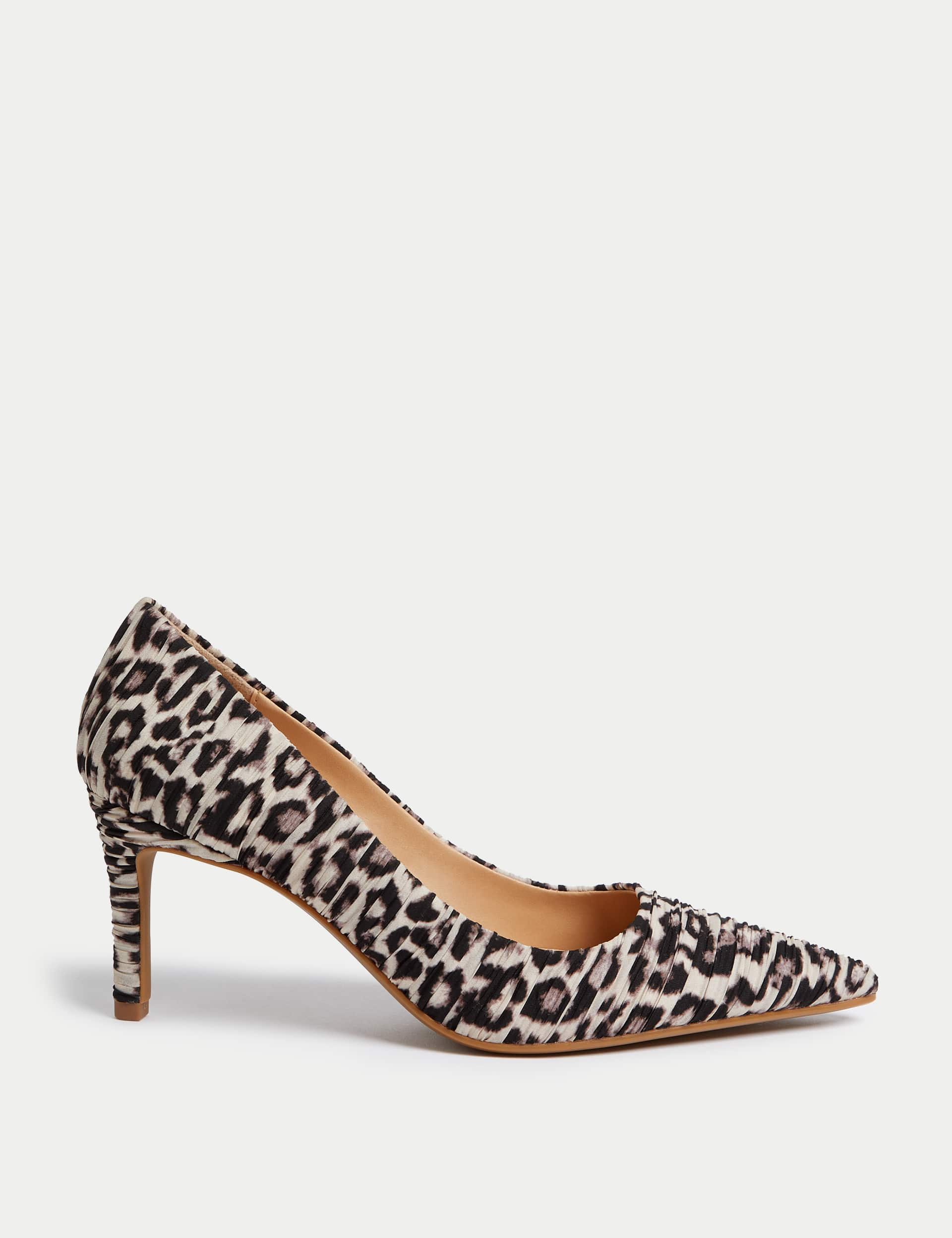 M&S Collection Women's Leopard Print Stiletto Heel Court Shoes - 6 - Brown Mix, Brown Mix