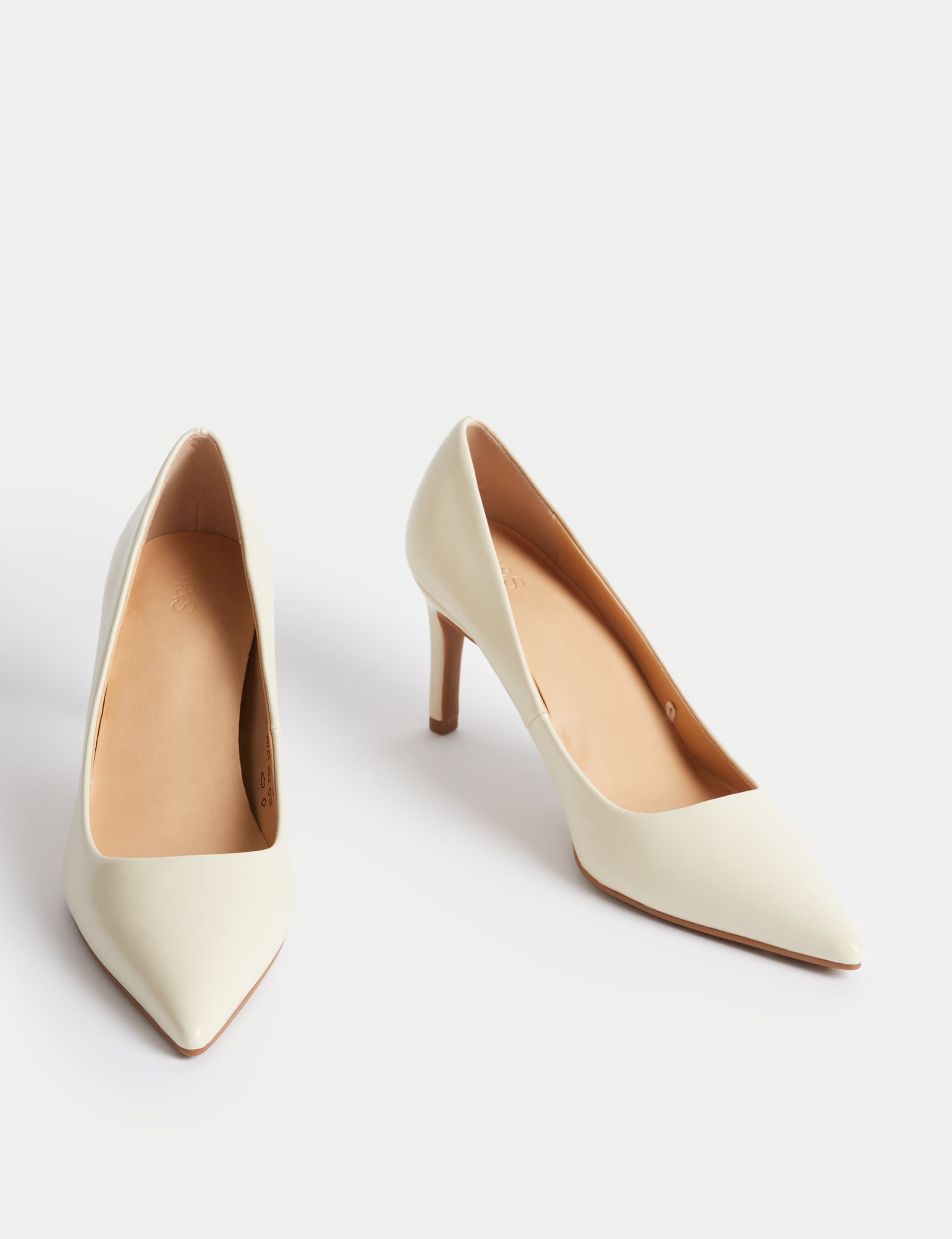 M&S Collection Women's Stiletto Heel Pointed Court Shoes - 6 - Cream, Cream,Black