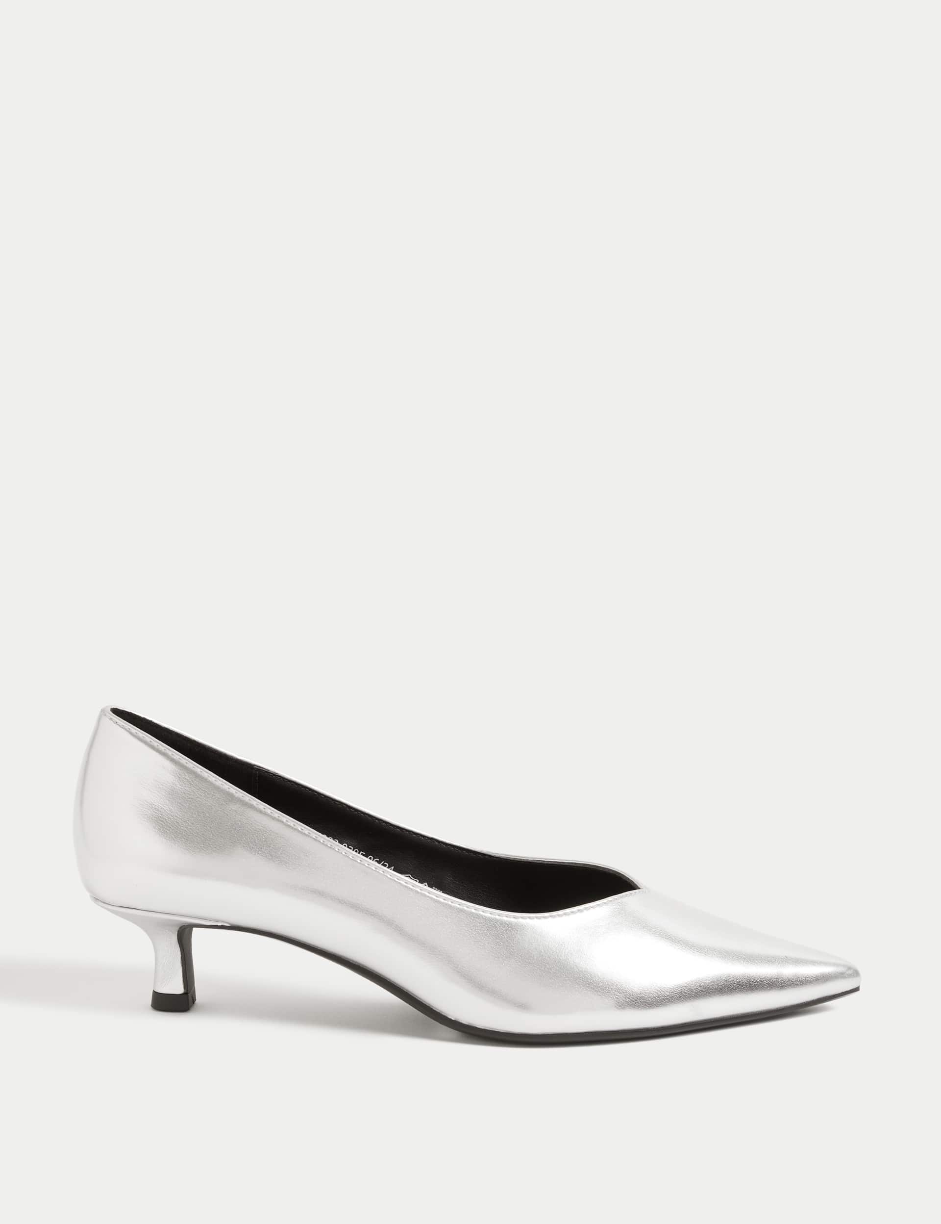 M&S Women's Kitten Heel Pointed Court Shoes