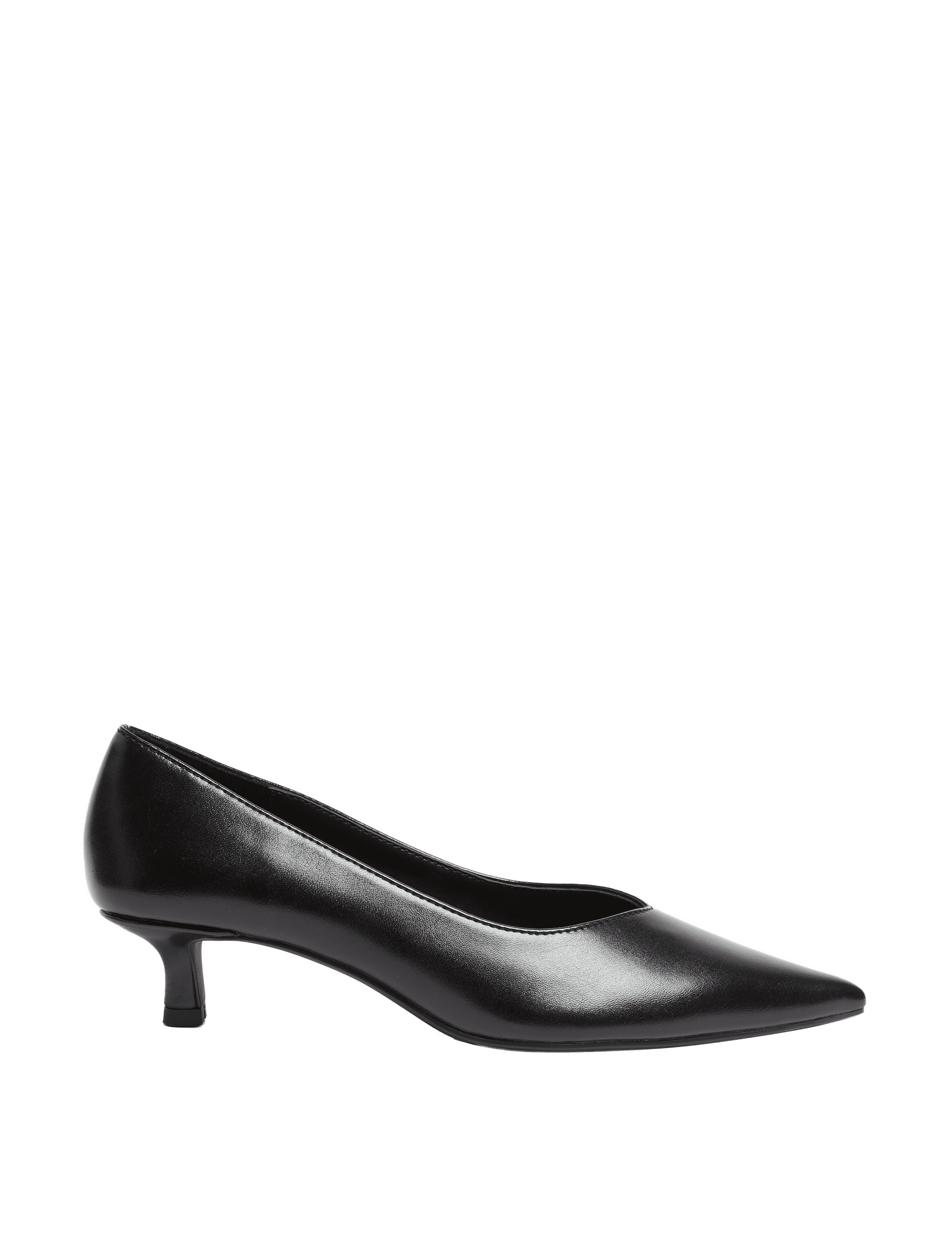 M&S Collection Women's Kitten Heel Pointed Court Shoes - 6 - Black, Black