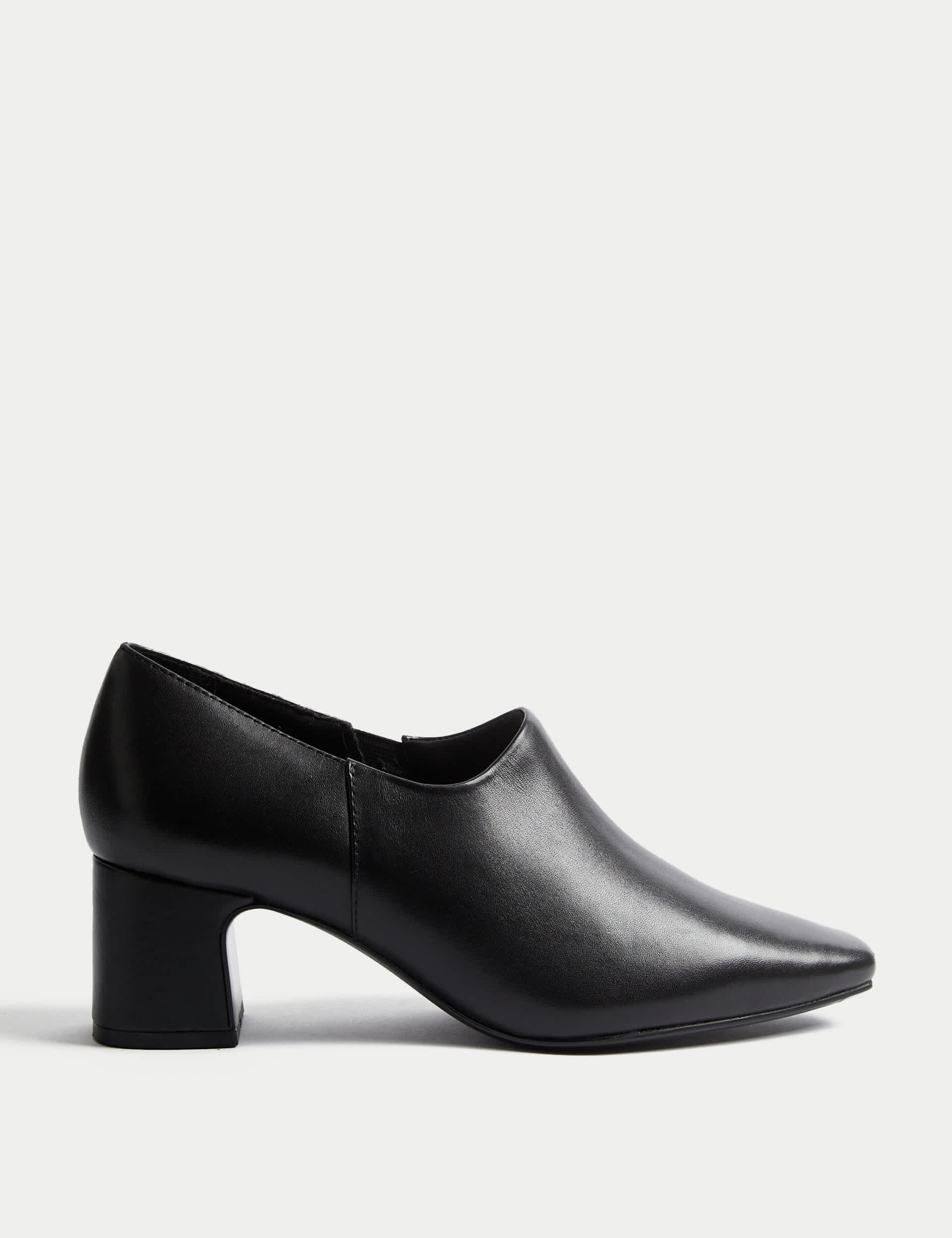 M&S Women's Leather Block Heel Shoe Boots