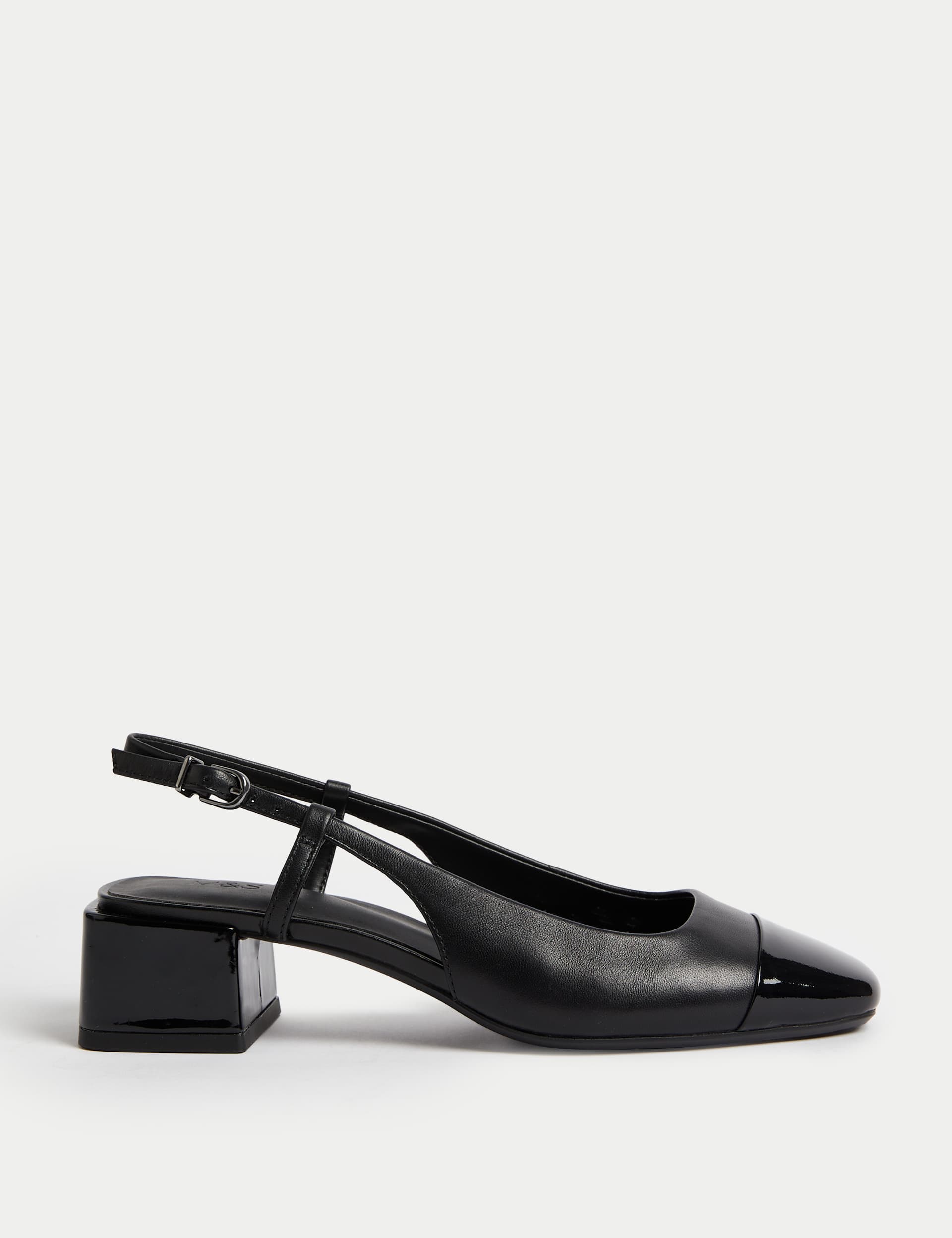 M&S Women's Leather Block Heel Shoes
