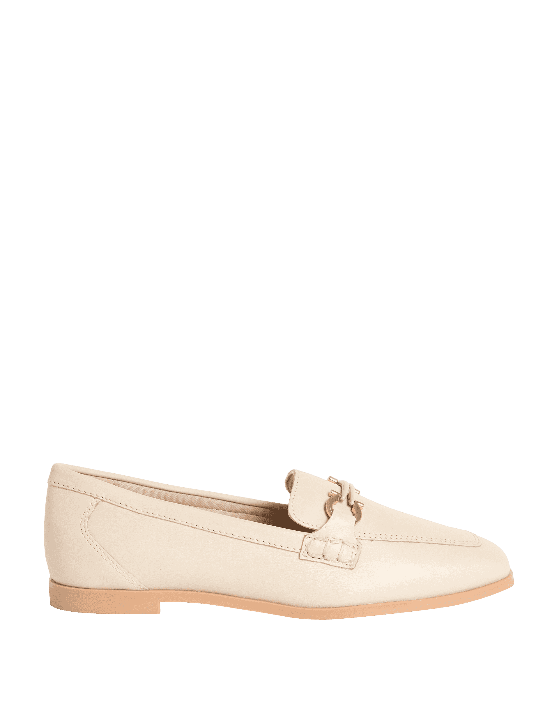 M&S Collection Women's Leather Trim Flatform Square Toe Loafers - 6 - Cream, Black,Cream