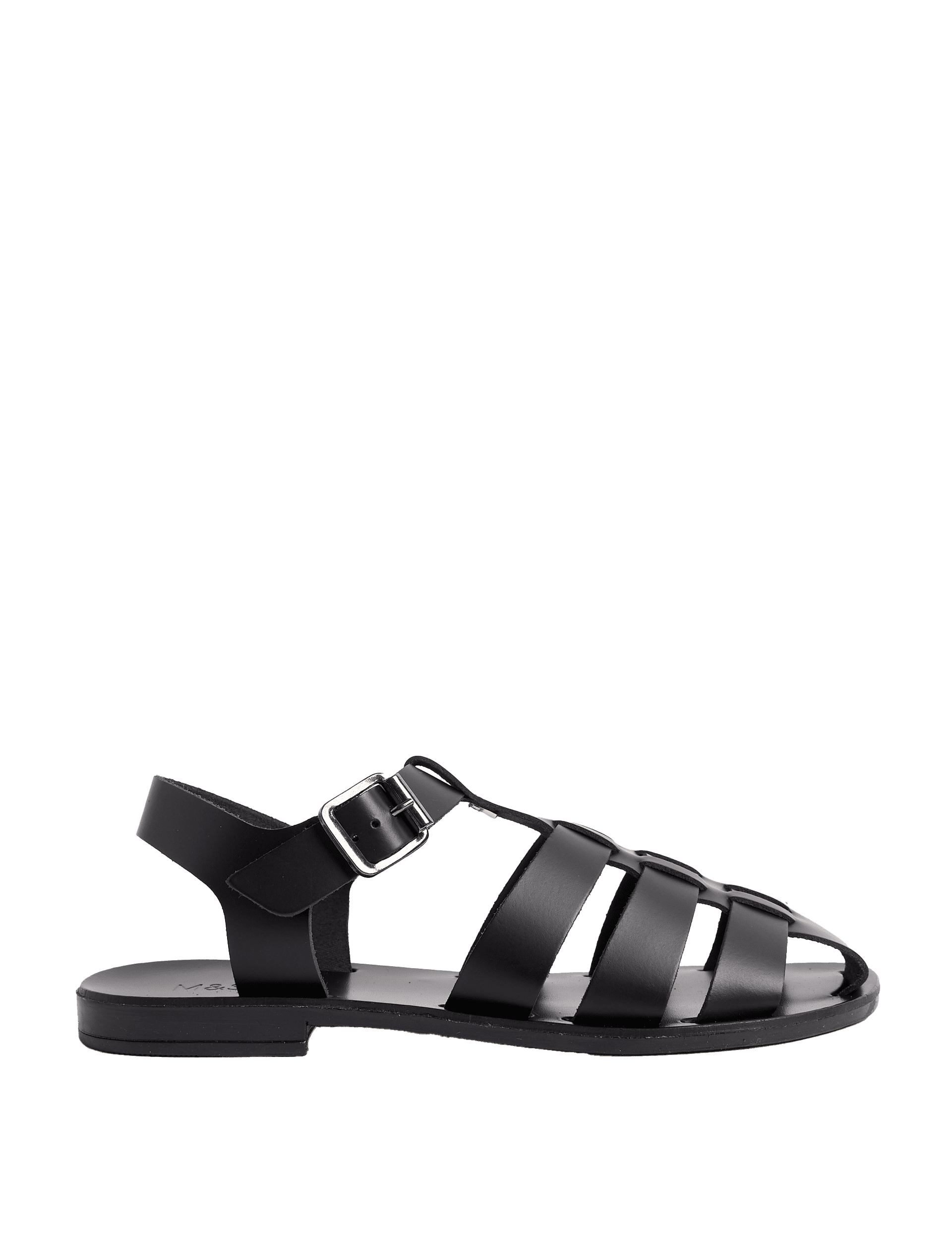 M&S Collection Women's Leather Buckle Ankle Strap Flat Sandal - 6 - Black, Black