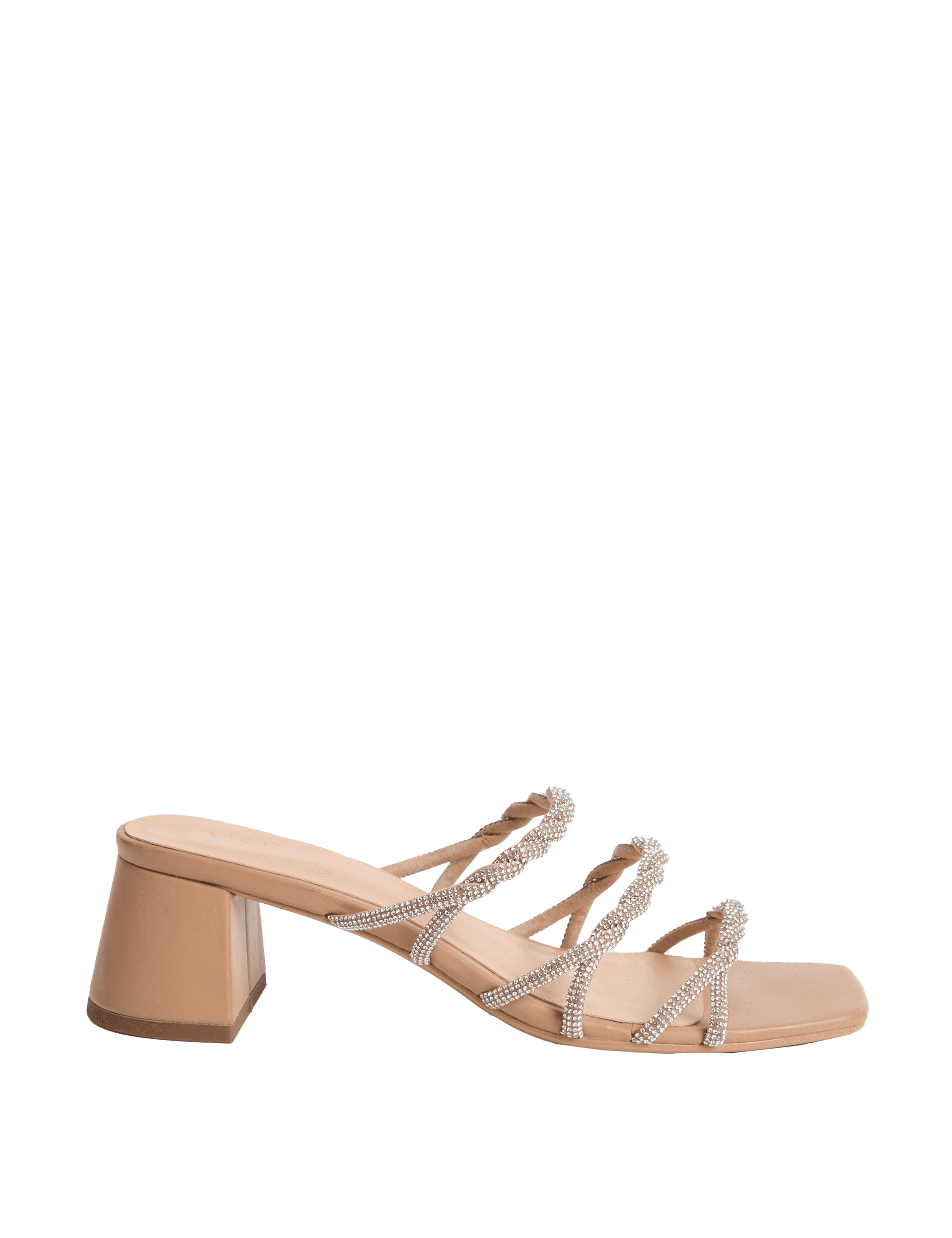 M&S Collection Women's Sparkle Strappy Block Heel Mule Sandals - 6 - Nude, Nude