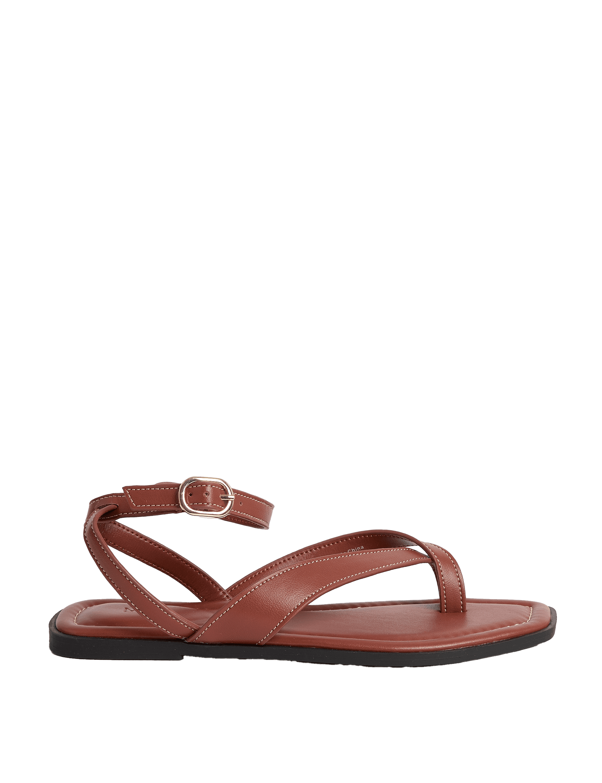 M&S Collection Women's Ankle Strap Buckle Flat Sandals - 6 - Tan, Tan,Black