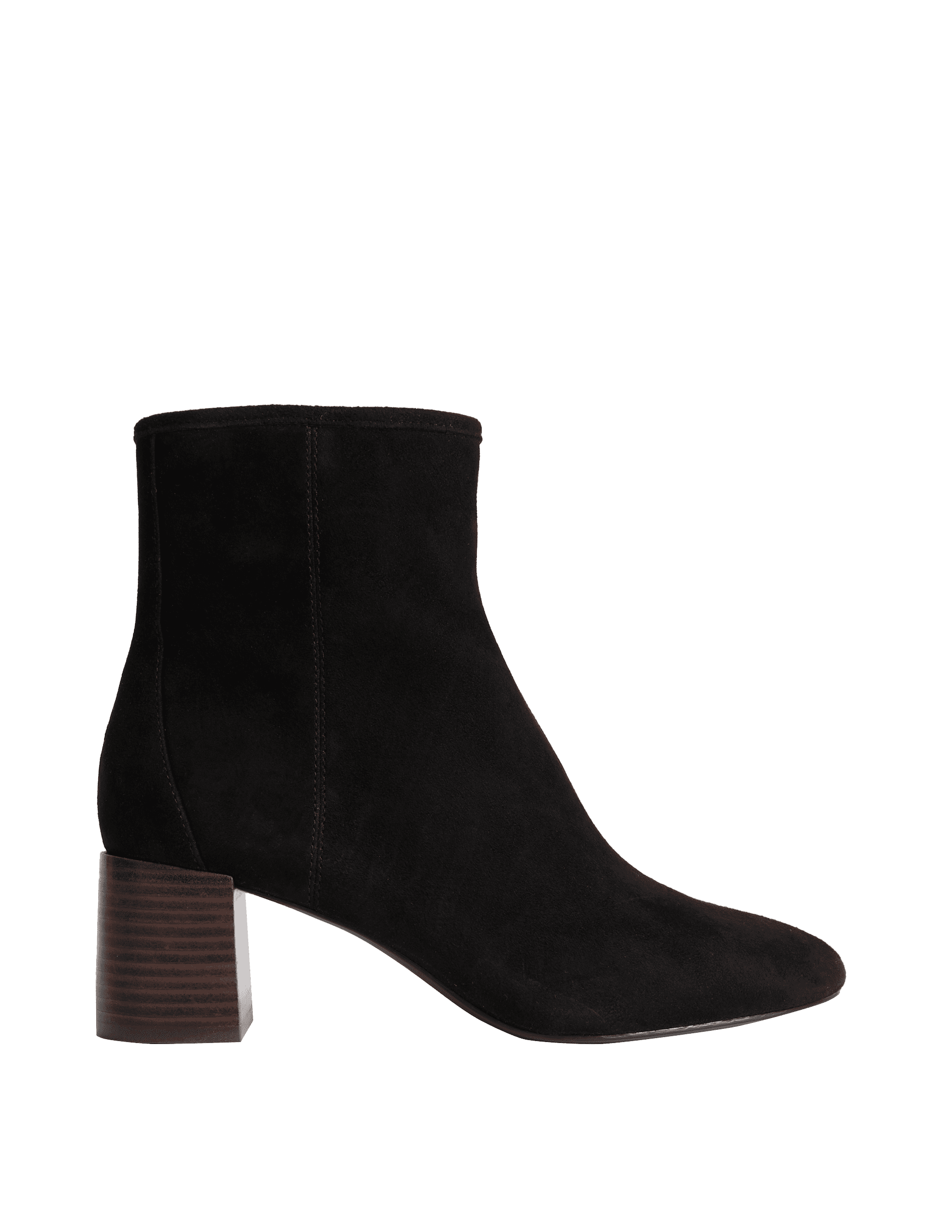 M&S Collection Women's Suede Block Heel Ankle Boots - 6 - Black, Sand,Black