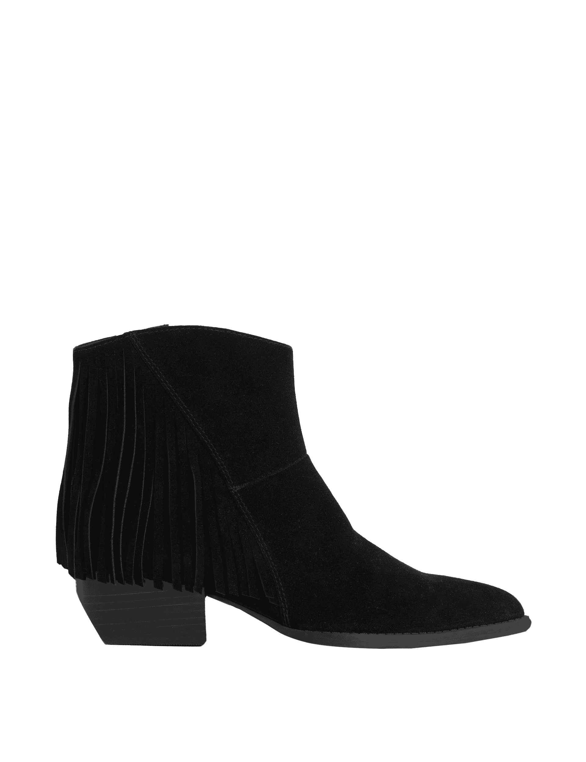 M&S Collection Women's Suede Cowboy Block Heel Pointed Boots - 6 - Black, Black,Sand