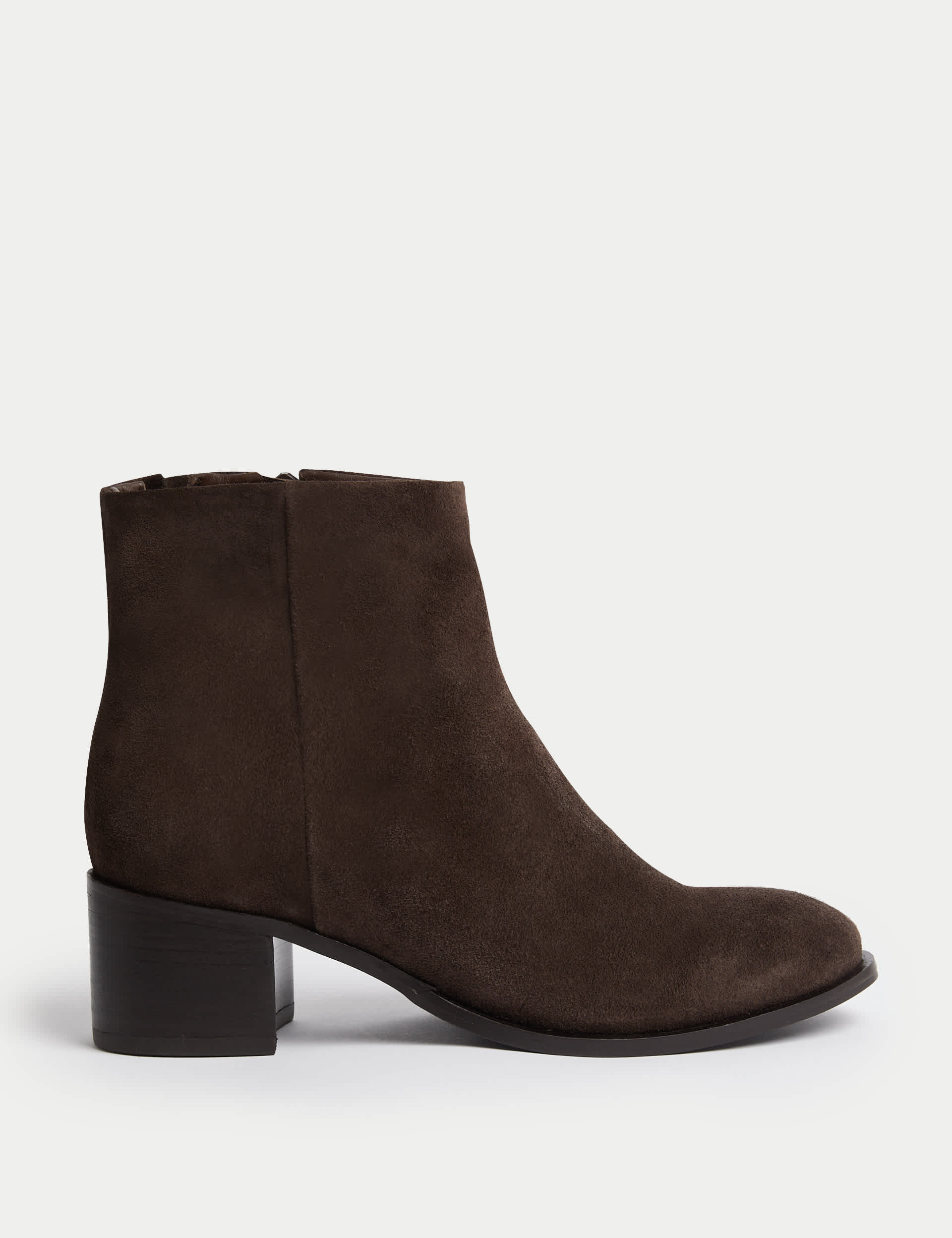 M&S Women's Suede Block Heel Ankle Boots - 6 - Chocolate, Chocolate