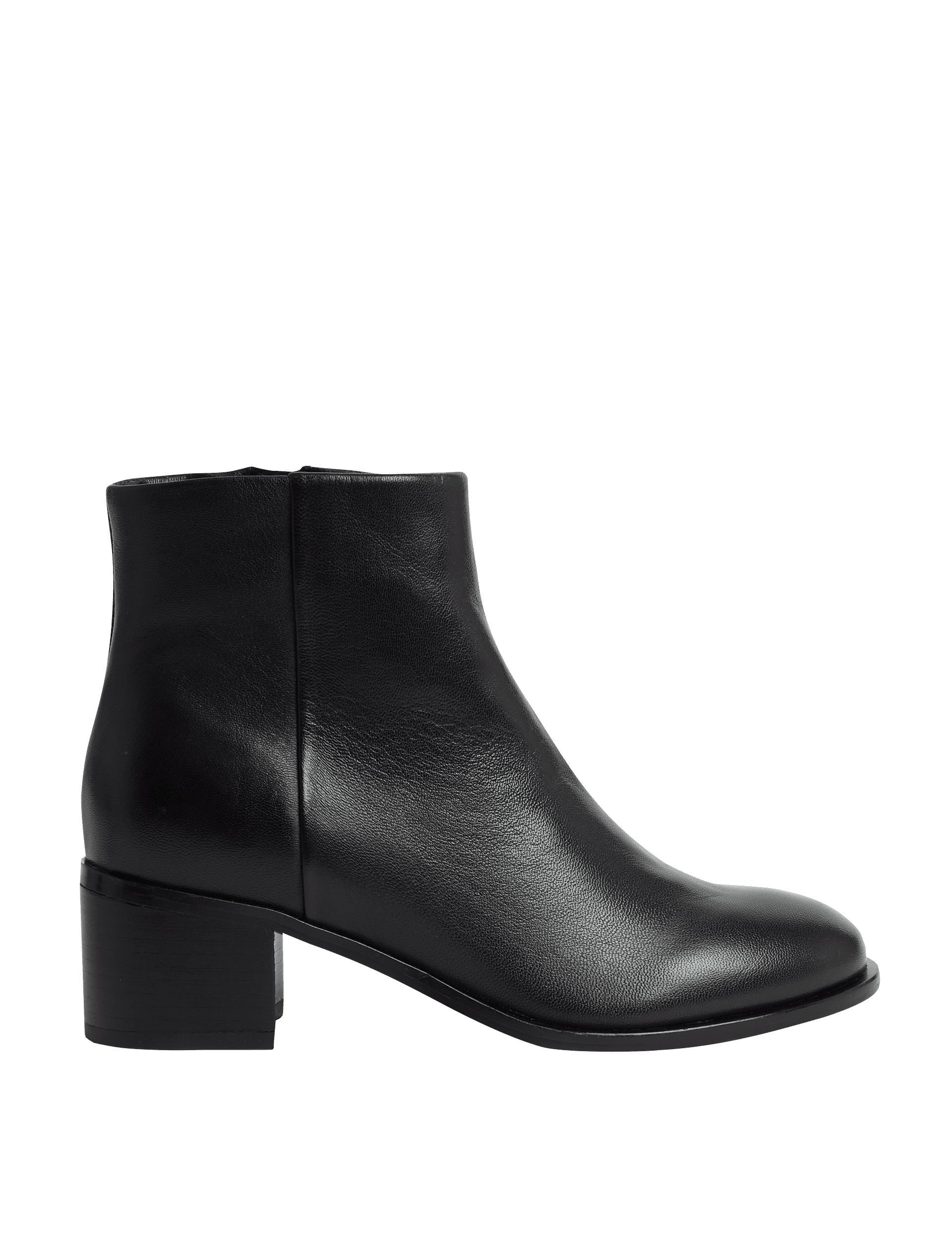 M&S Collection Women's Leather Block Heel Ankle Boots - 4 - Black, Black