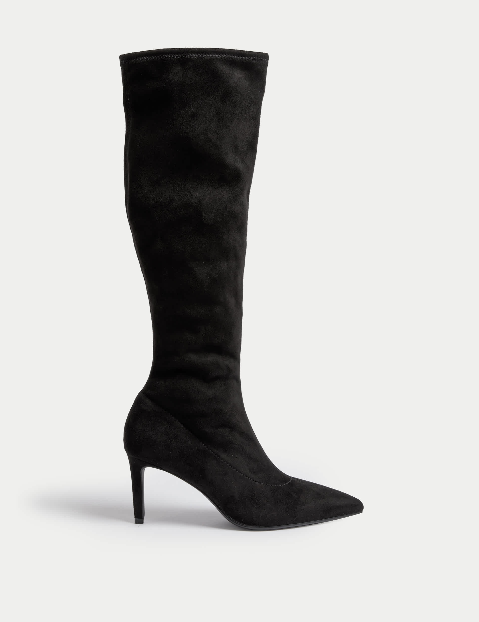 M&S Women's Stiletto Pointed Knee High Boots - 7 - Black, Black