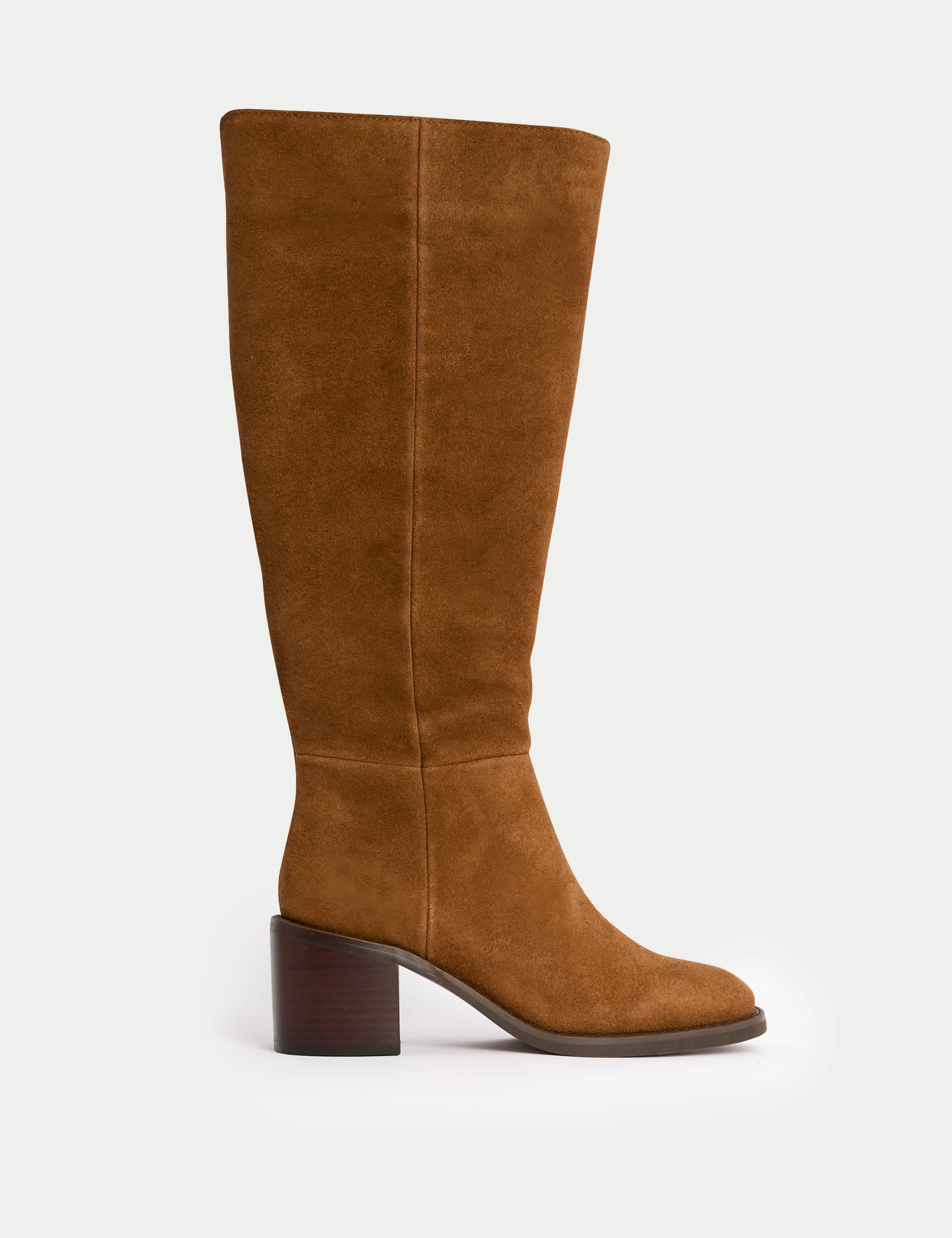 M&S Collection Women's Suede Block Heel Knee High Boots - 6 - Chestnut, Chestnut