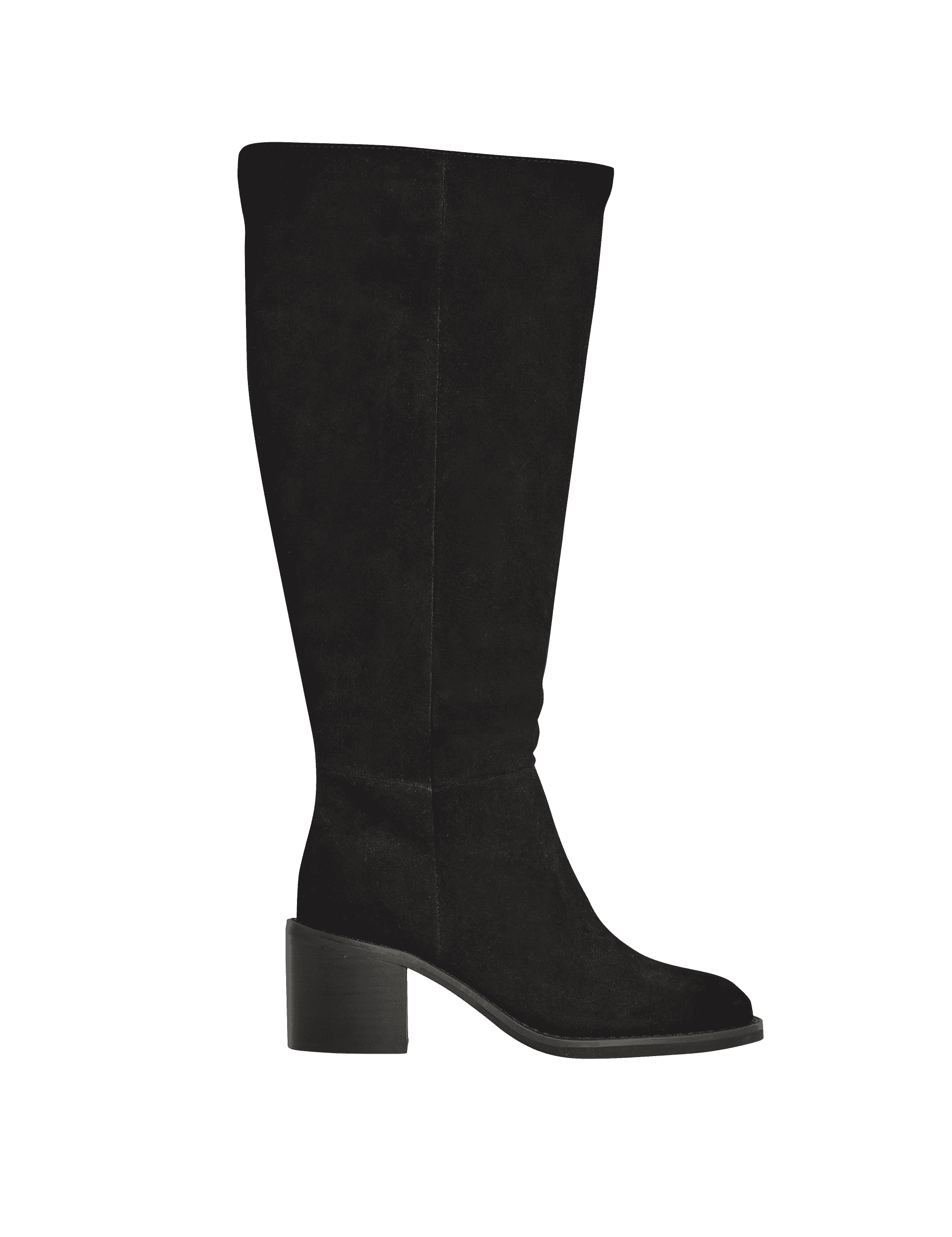 M&S Collection Women's Suede Block Heel Knee High Boots - 5 - Black, Black