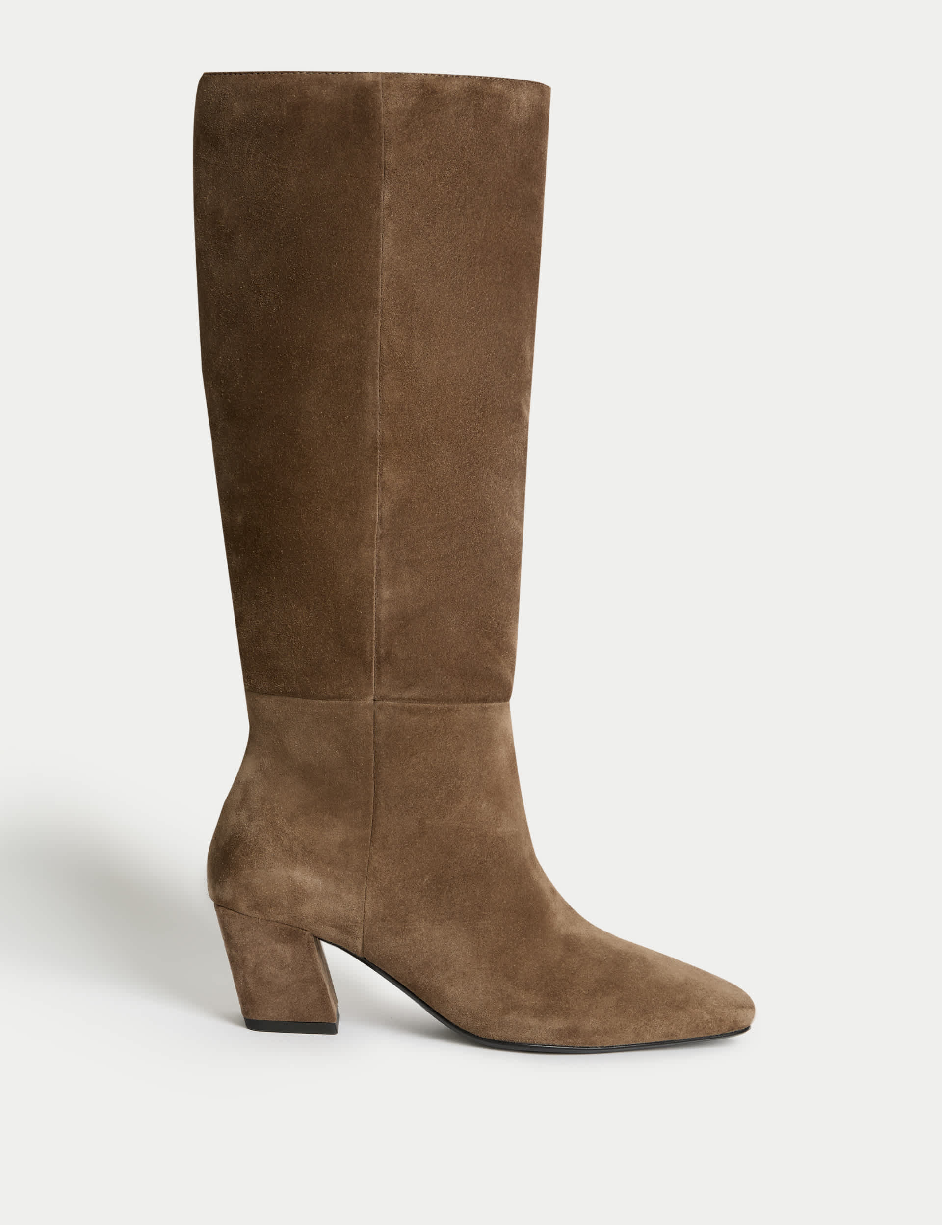 M&S Women's Suede Chisel Toe Knee High Boots - 5 - Mink, Mink