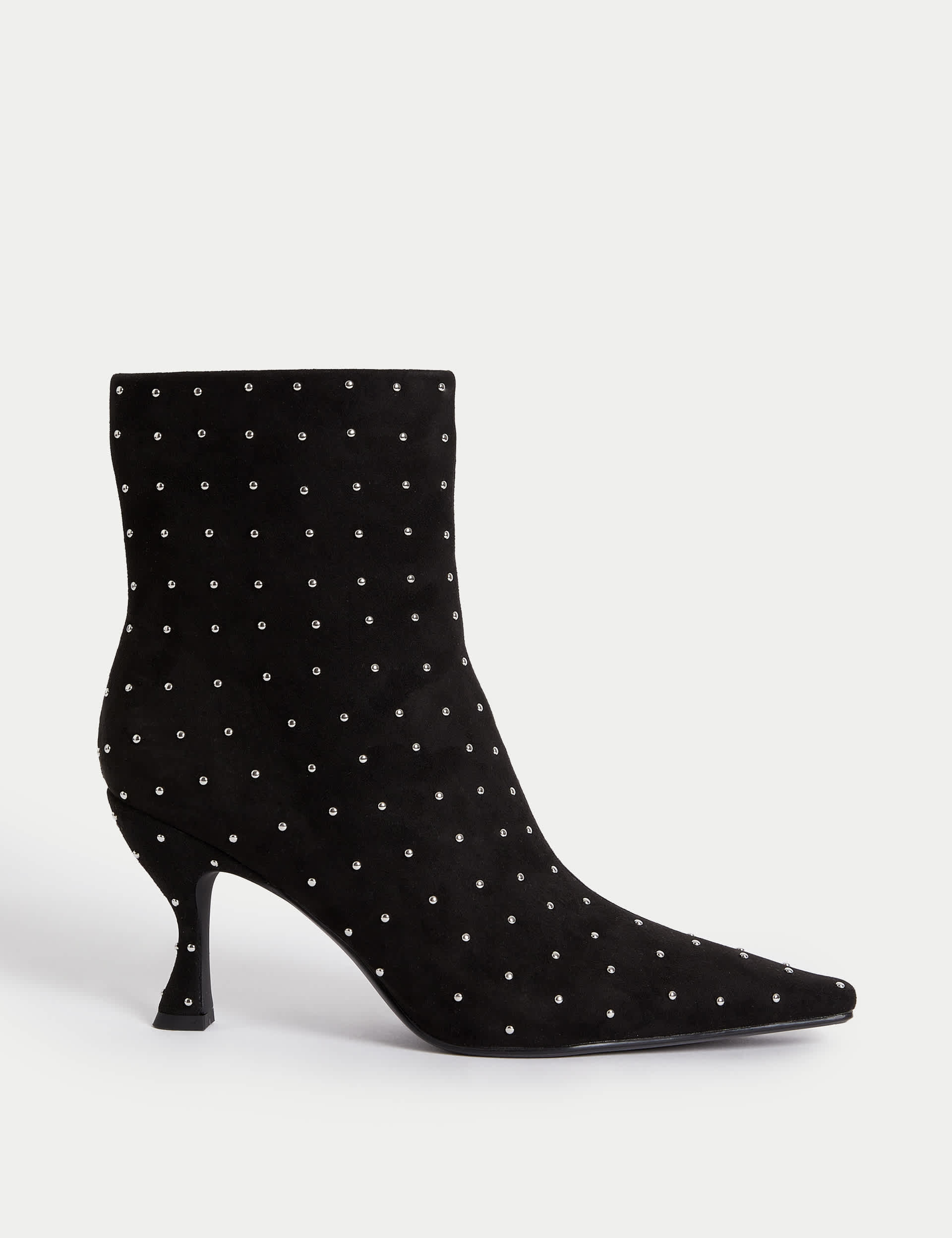 M&S Women's Studded Pointed Ankle Boots - 5 - Black Mix, Black Mix