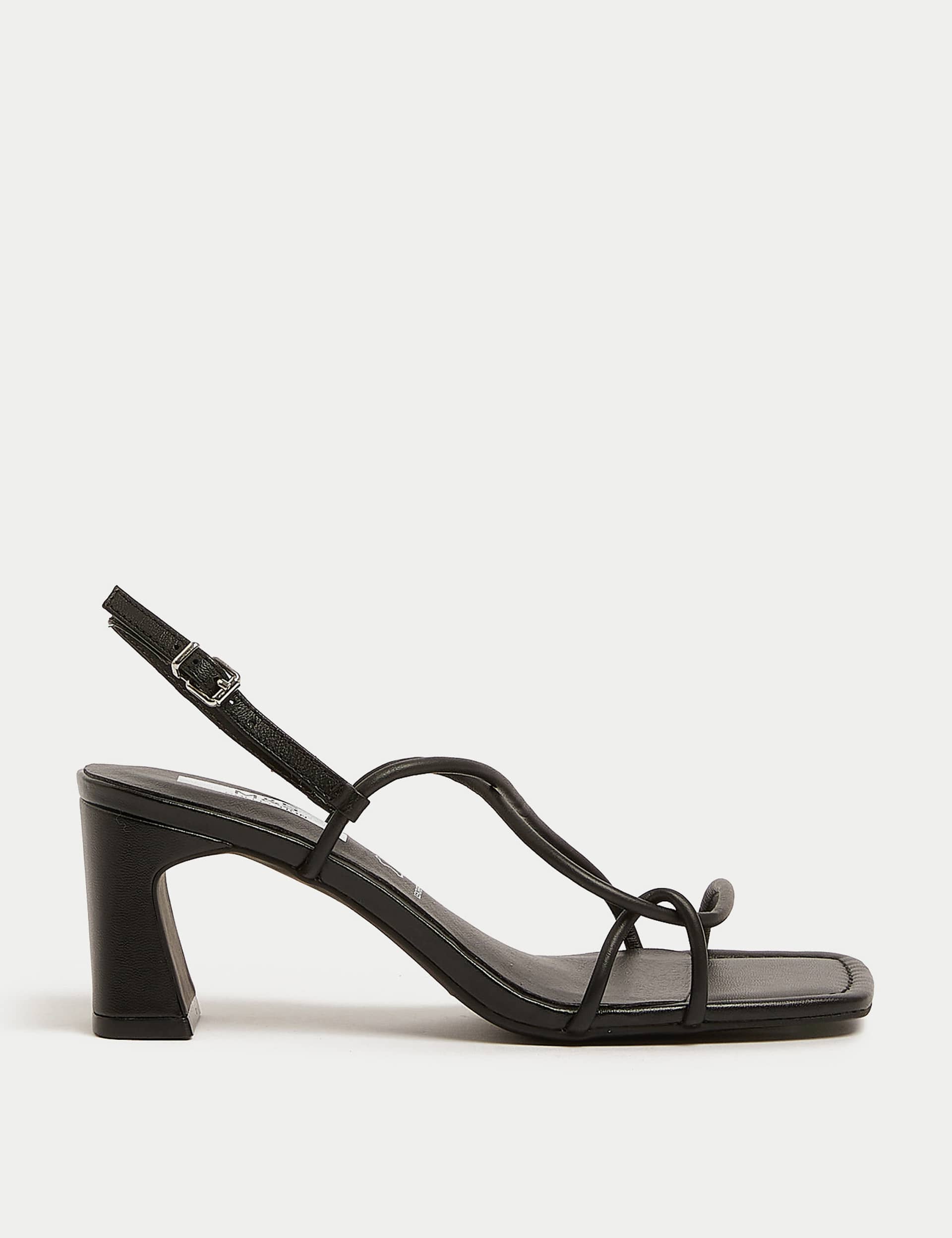 M&S Women's Leather Strappy Statement Sandals - 3.5 - Black, Black