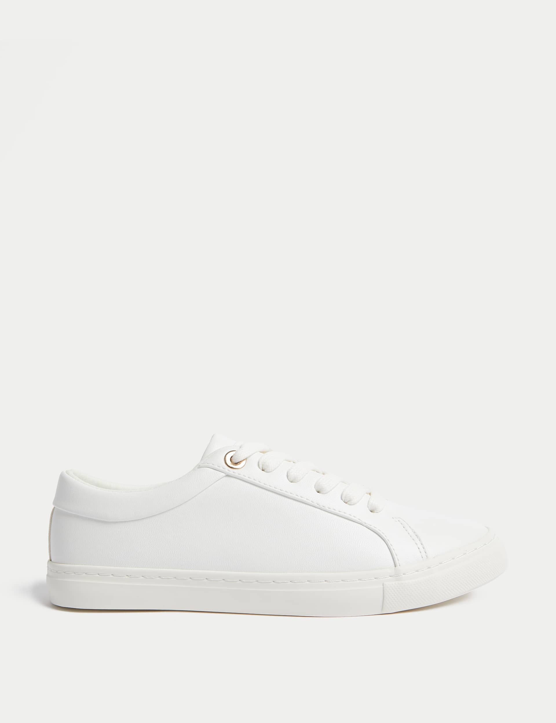 M&S Women's Lace Up Trainers - 6 - White, White