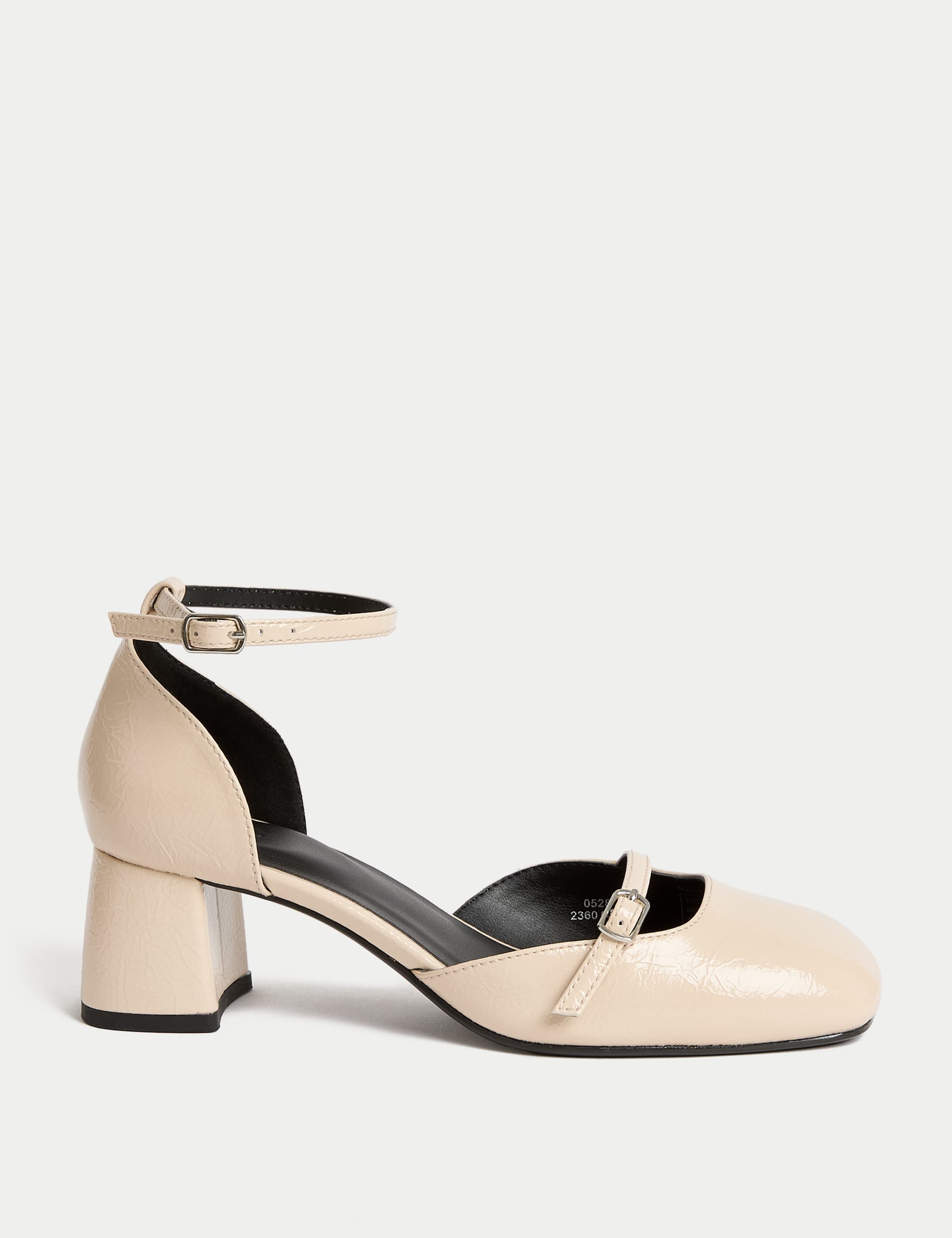 M&S Collection Women's Ankle Strap Block Heel Sandals - 6 - Soft White, Soft White,Black