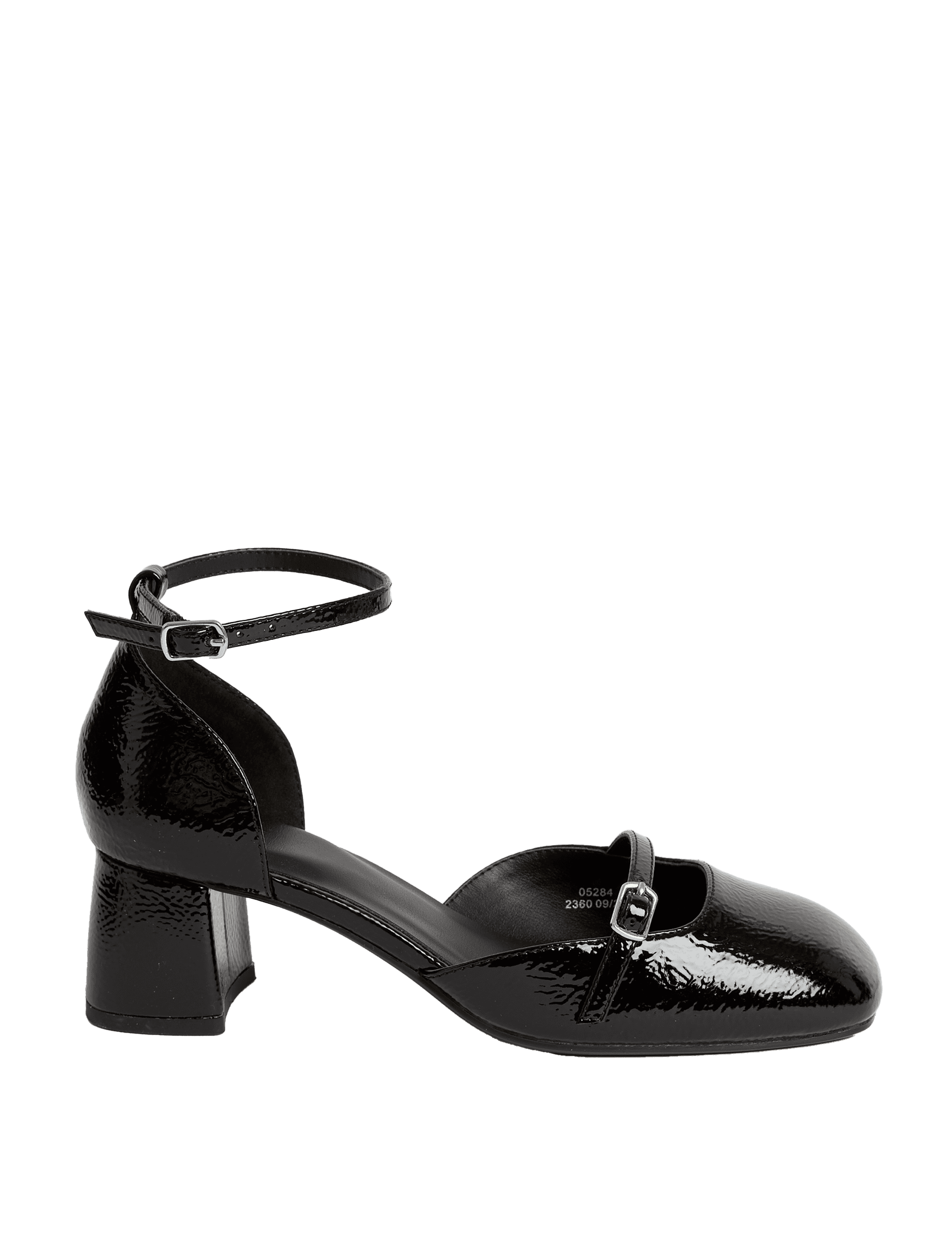 M&S Collection Women's Ankle Strap Block Heel Sandals - 6 - Black, Soft White,Black